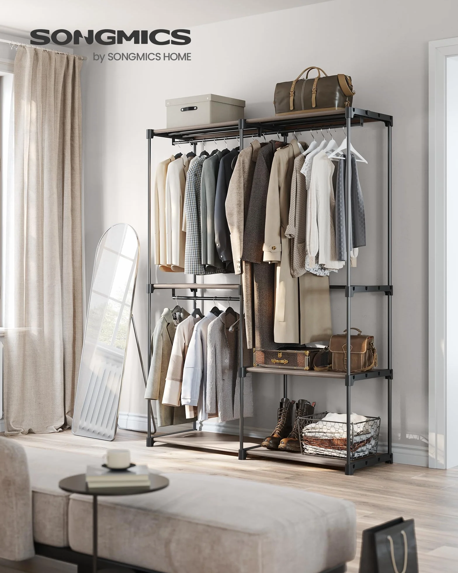 SONGMICS otwarta szafa 43 x 138 x 182 cm taupe