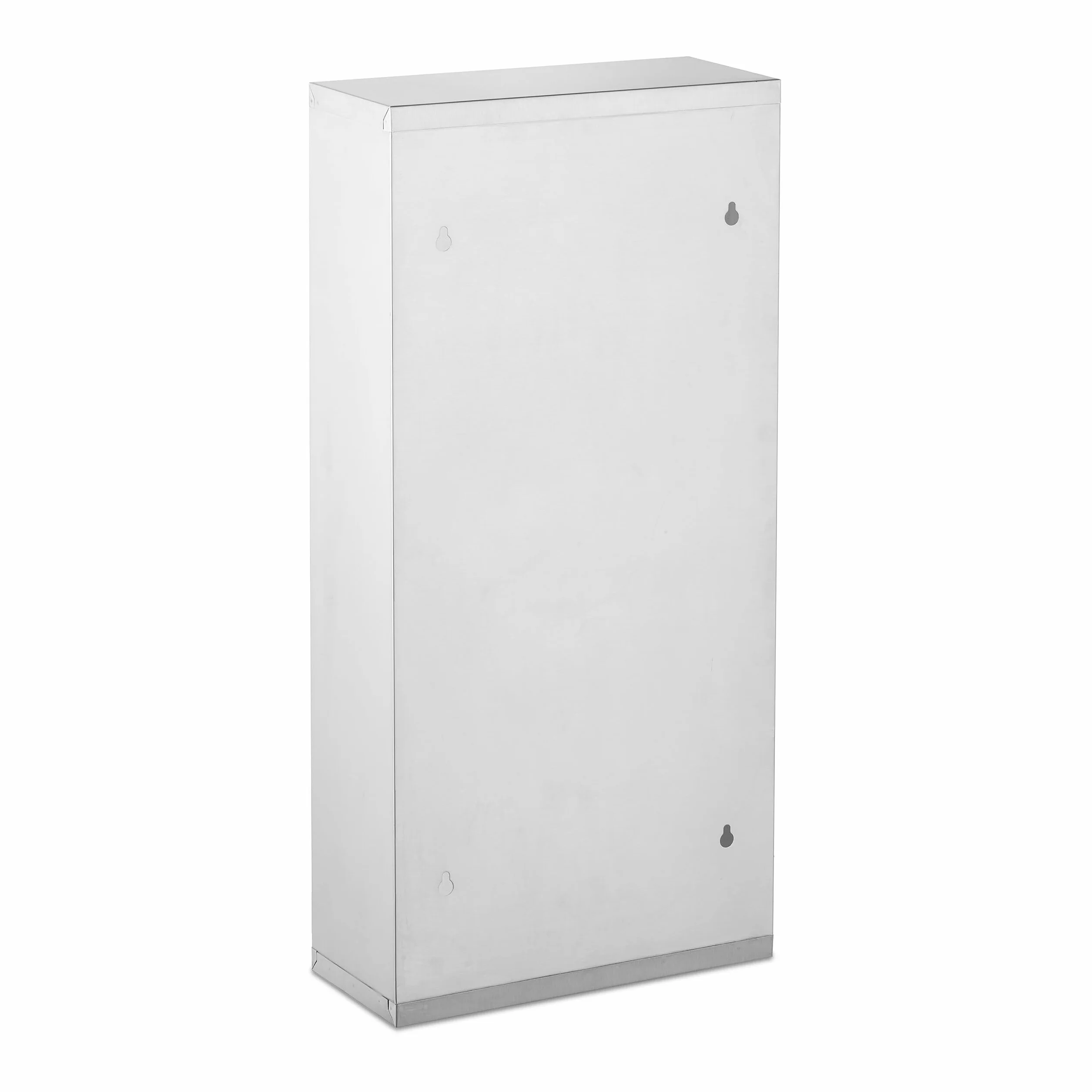 Relaxdays Szafka na lekarstwa, 4 przegródki, wys. x gł.: 57 x 27 x 12 cm, zamykana szafka na leki, stal nierdzewna, szklane drzwi, srebrna