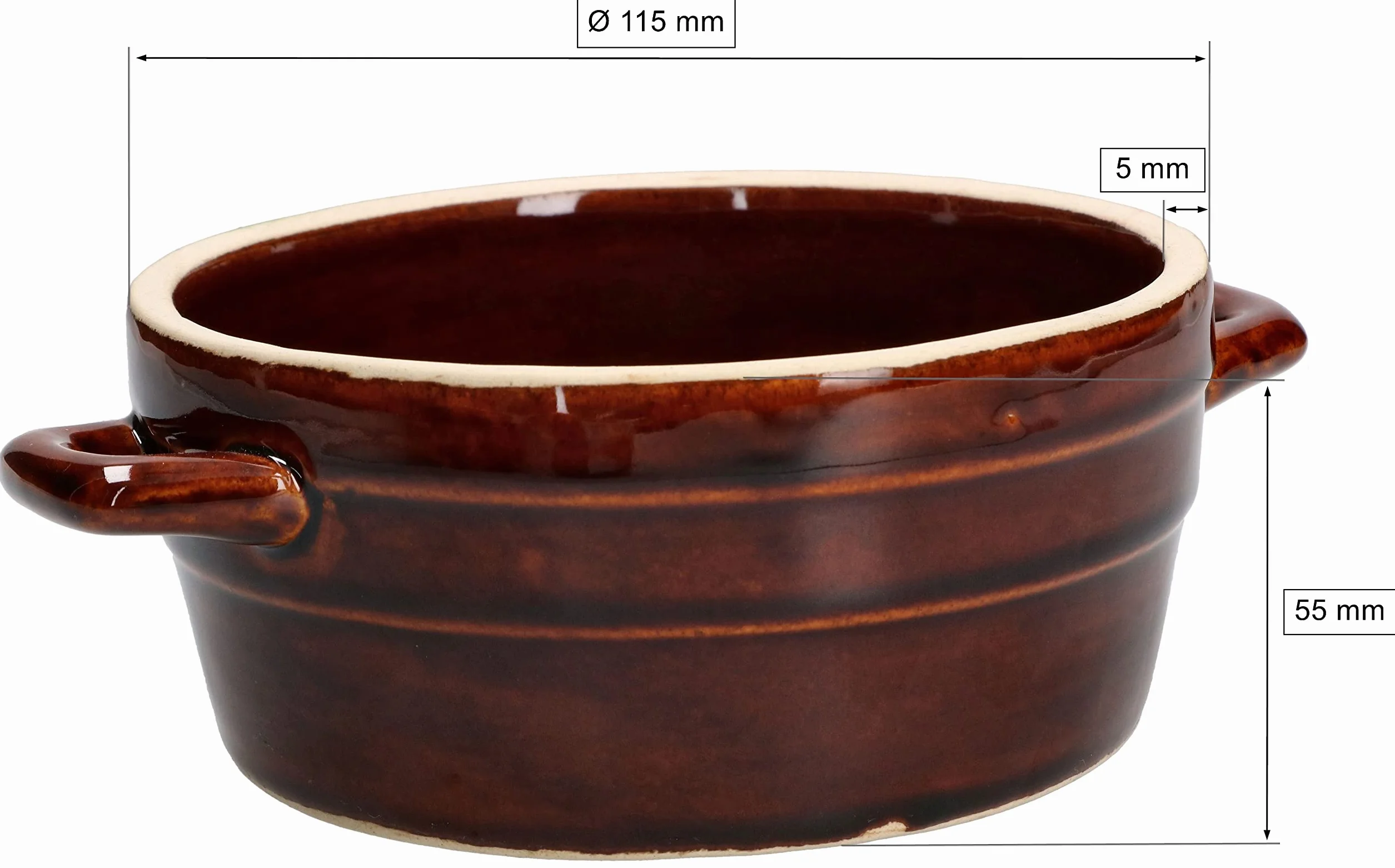 KOTARBAU Ceramiczne naczynie Ø 11 cm, garnek kamionkowy, garnek na smalec, miseczka do serwowania, forma do zapiekanek, okrągła miska ceramiczna, mała, glazurowana, naczynie do zapiekanek