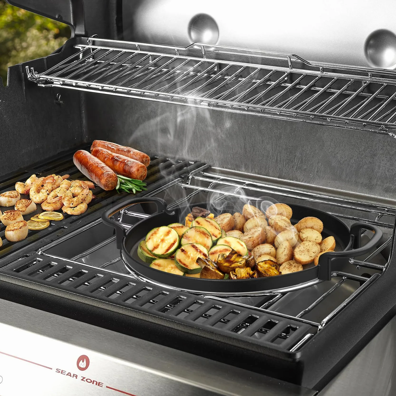 Onlyfire żeliwna patelnia grillowa Ø 30,5 cm do Weber Gourmet BBQ System 7421 | Części zamienne do grilla węglowego Weber 57cm