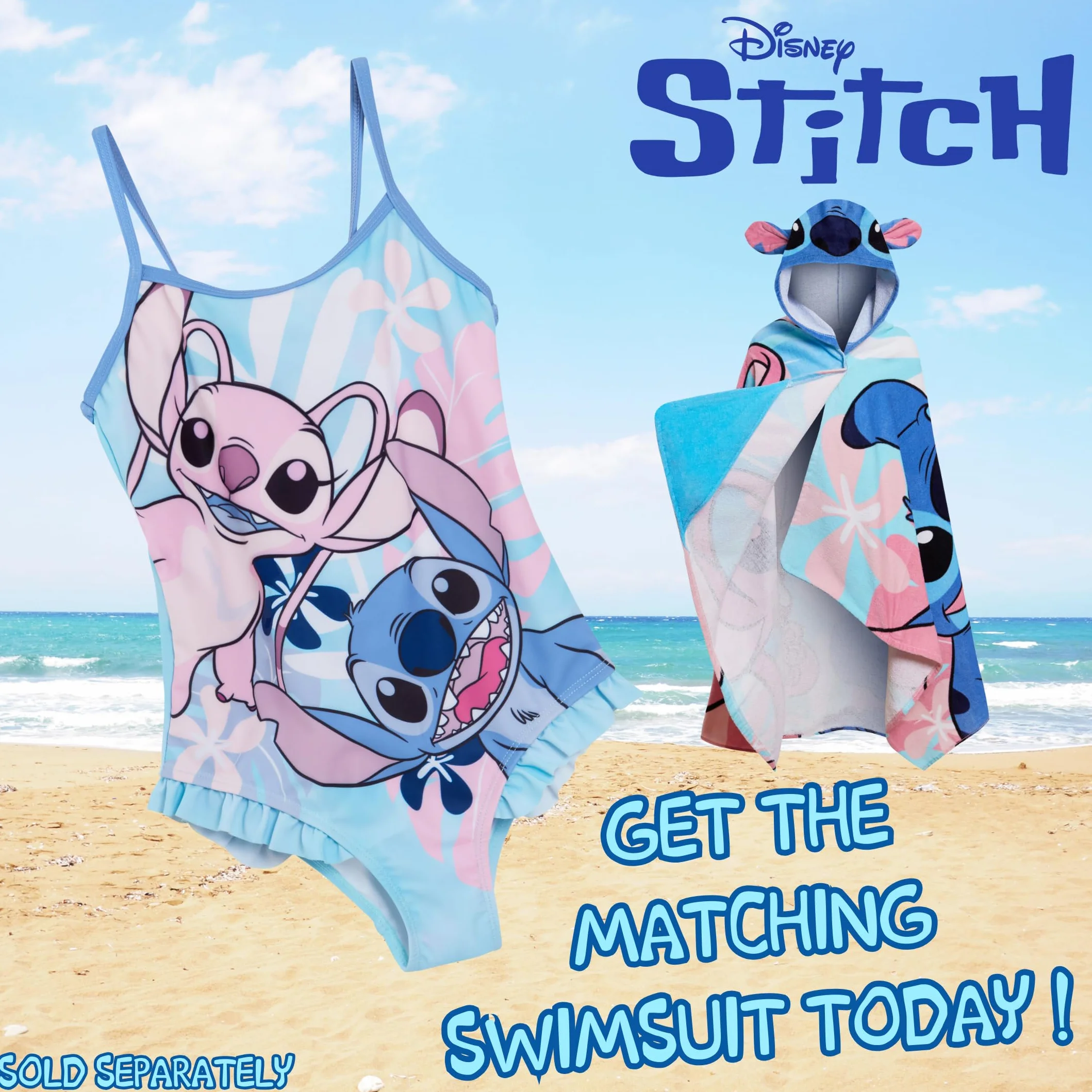 Ręcznik z kapturem Disney Stitch Angel Poncho 100% bawełny Ręcznik plażowy dla dzieci Ręcznik kąpielowy Szlafrok kąpielowy dla dzieci