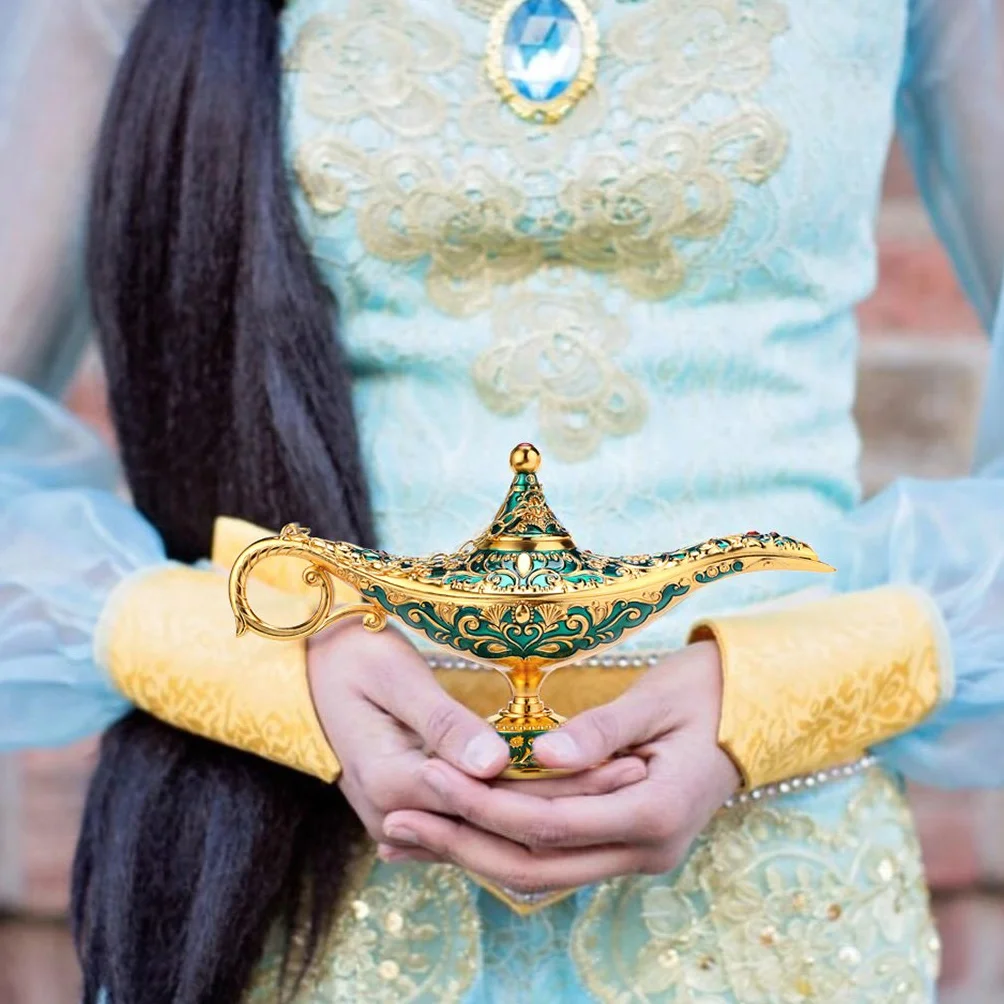 BTSKY Klasyczna luksusowa lampa w magicznym stylu Aladyna z pudełkiem na prezent, wykwintne światło retro Aladyna, cudowna lampa, tekstylia domowe, dekoracja stołu, rzemiosło artystyczne, zielona