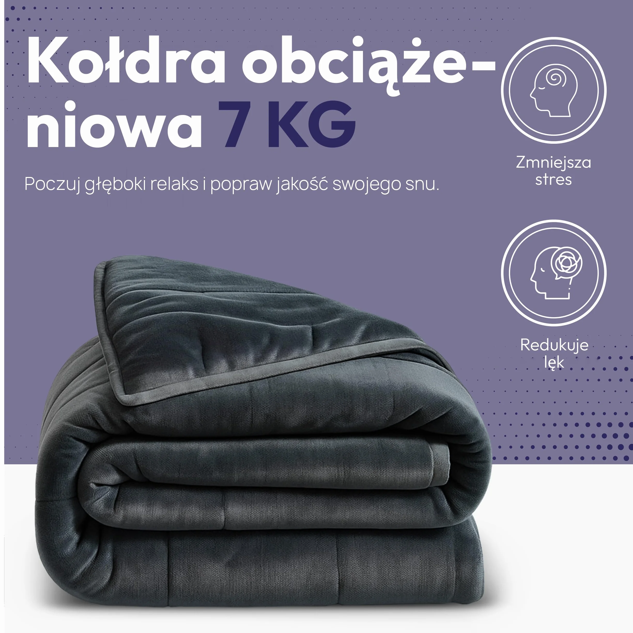 Koc obciążeniowy 150 x 210 cm, 7 kg, antystresowy koc obciążeniowy, koc terapeutyczny i ciężki koc do spania, kołdra na głęboki sen i lepszą regenerację, ciężki, w 100% ze Oeko-Tex