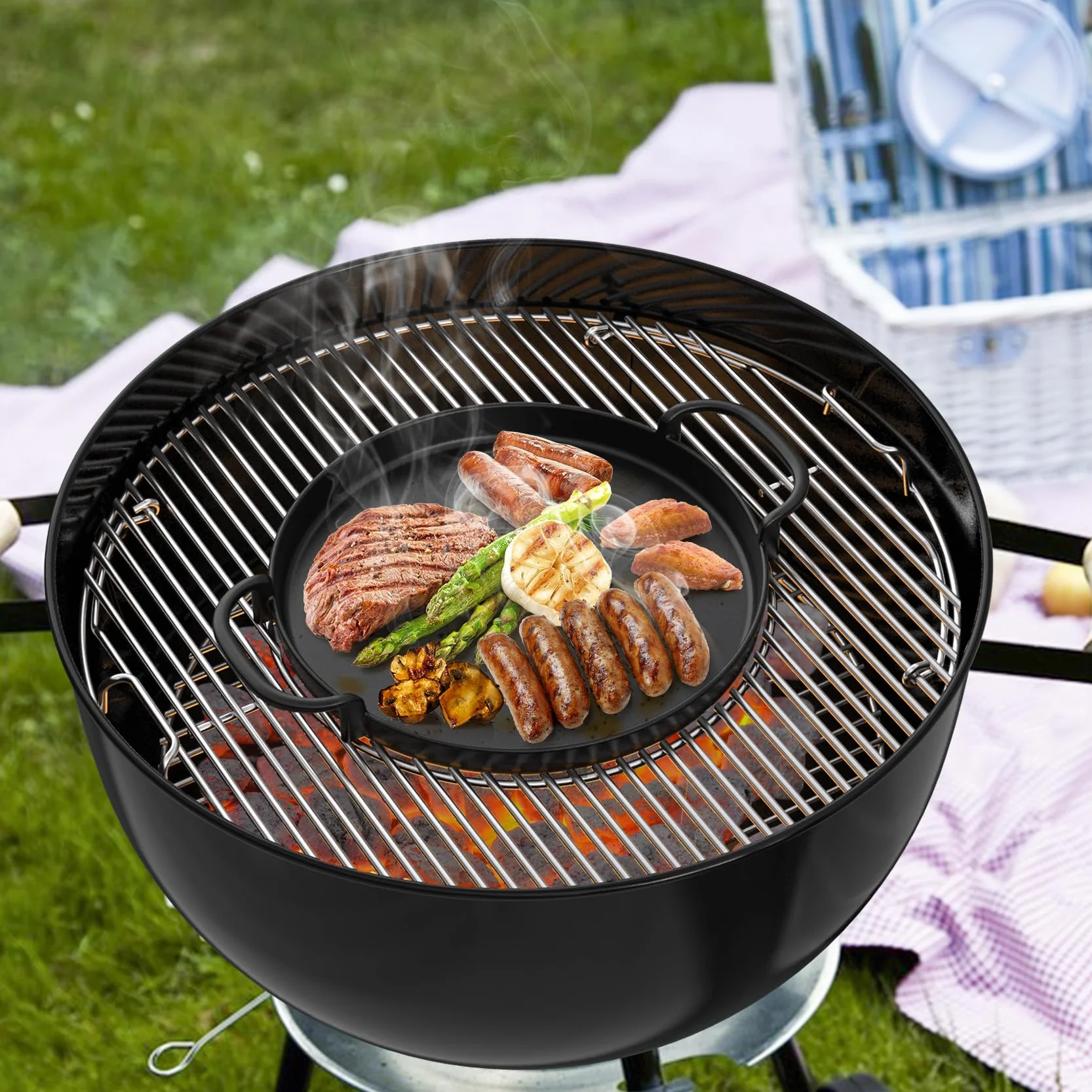 Onlyfire żeliwna patelnia grillowa Ø 30,5 cm do Weber Gourmet BBQ System 7421 | Części zamienne do grilla węglowego Weber 57cm