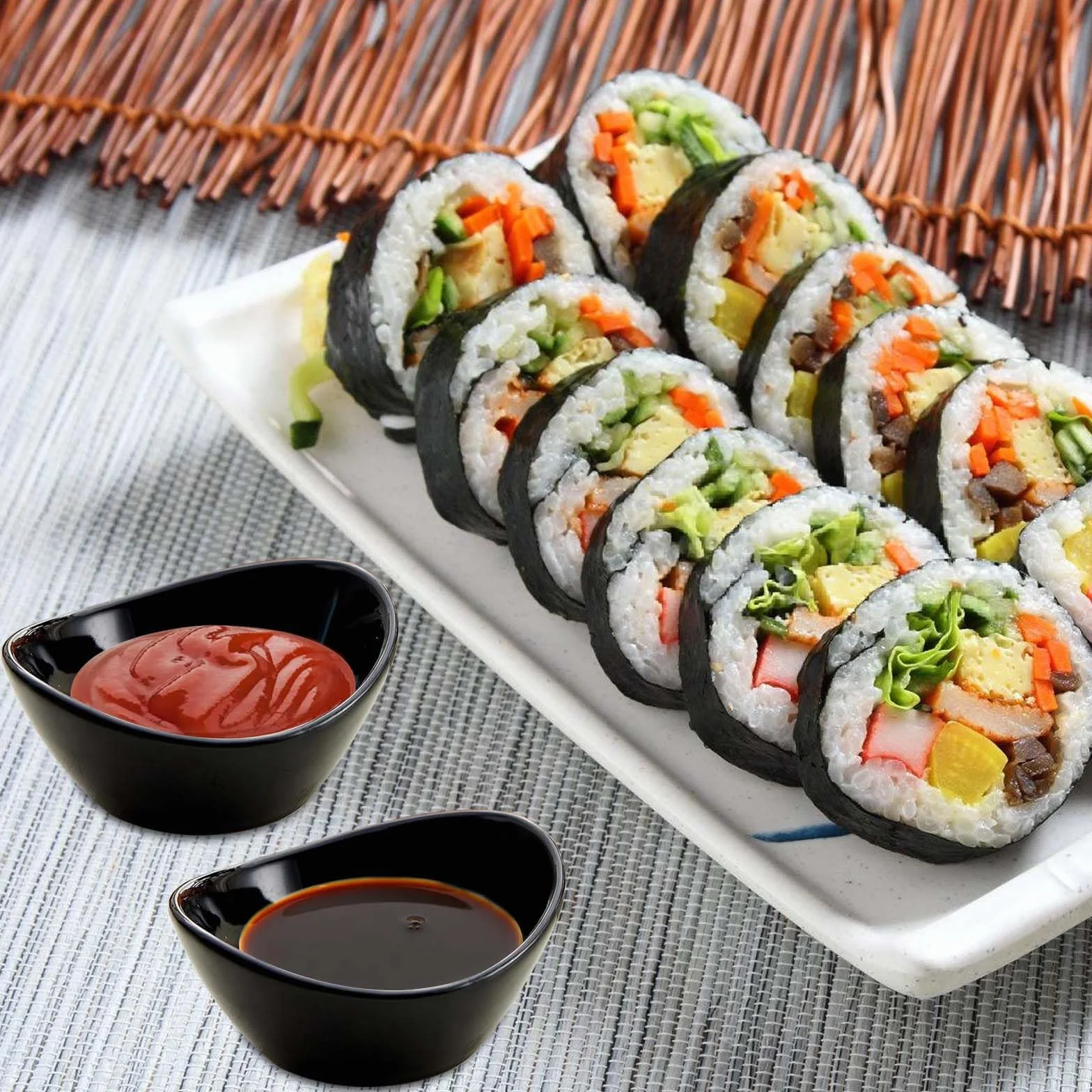 Molbory Zestaw 6 Czarnych Miseczek do Dipów, 60 ml, Ceramiczne, Małe, Tapas, Sushi, Sosu Pomidorowego, BBQ, Akcesoria Imprezowe