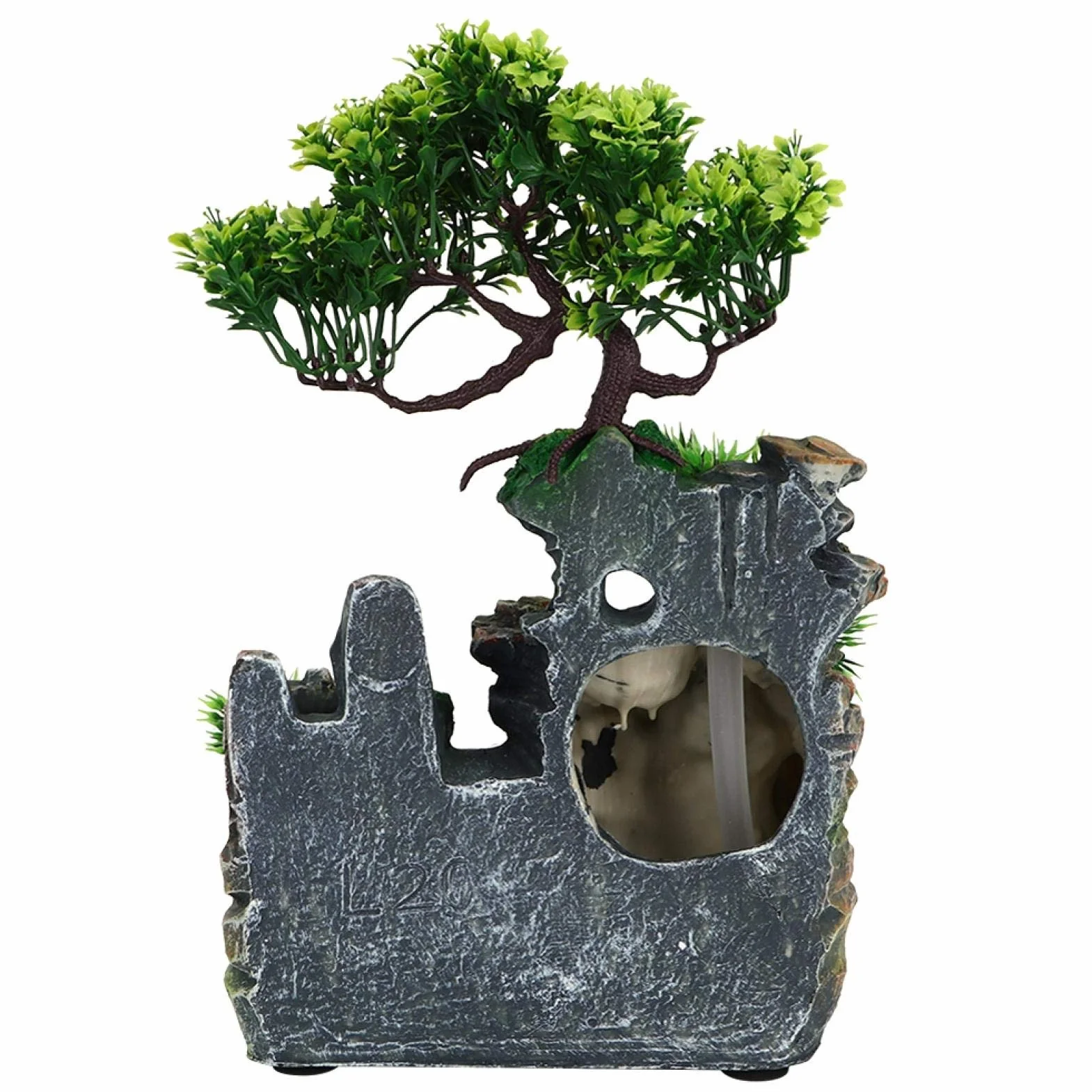 Fontanna na biurko, fontanna LED z wodospadem ze zmianą koloru, wewnętrzna fontanna na biurko do dekoracji biurka Symulacja Rockery Humidifier Decor (EU 220V)
