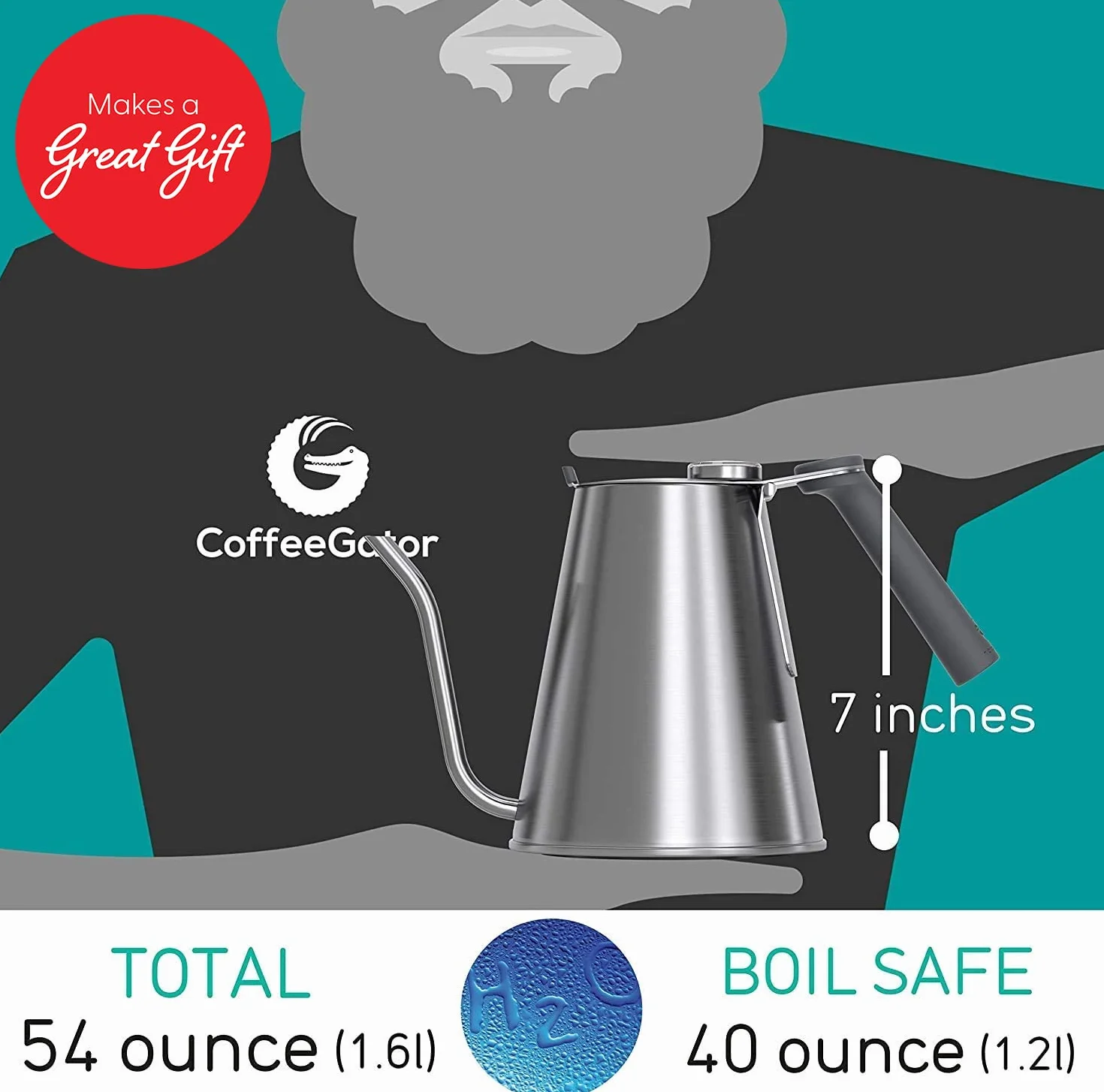 Coffee Gator Czajnik True Brew 1,5 l 17,8 cm Indukcyjny z Termometrem