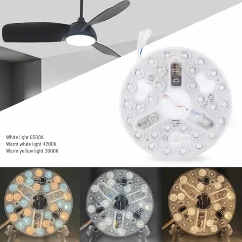 LED Wentylator Sufitowy Retrofit Zestaw 15W 3CCT z Uniwersalną Pamięcią i Aluminiową Podstawą Kompatybilny z Większością Modeli