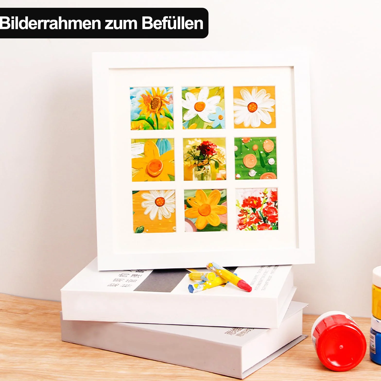 Głęboka ramka na zdjęcia 20x20 cm biała 3 cm na przedmioty kwiaty prezent ślubny