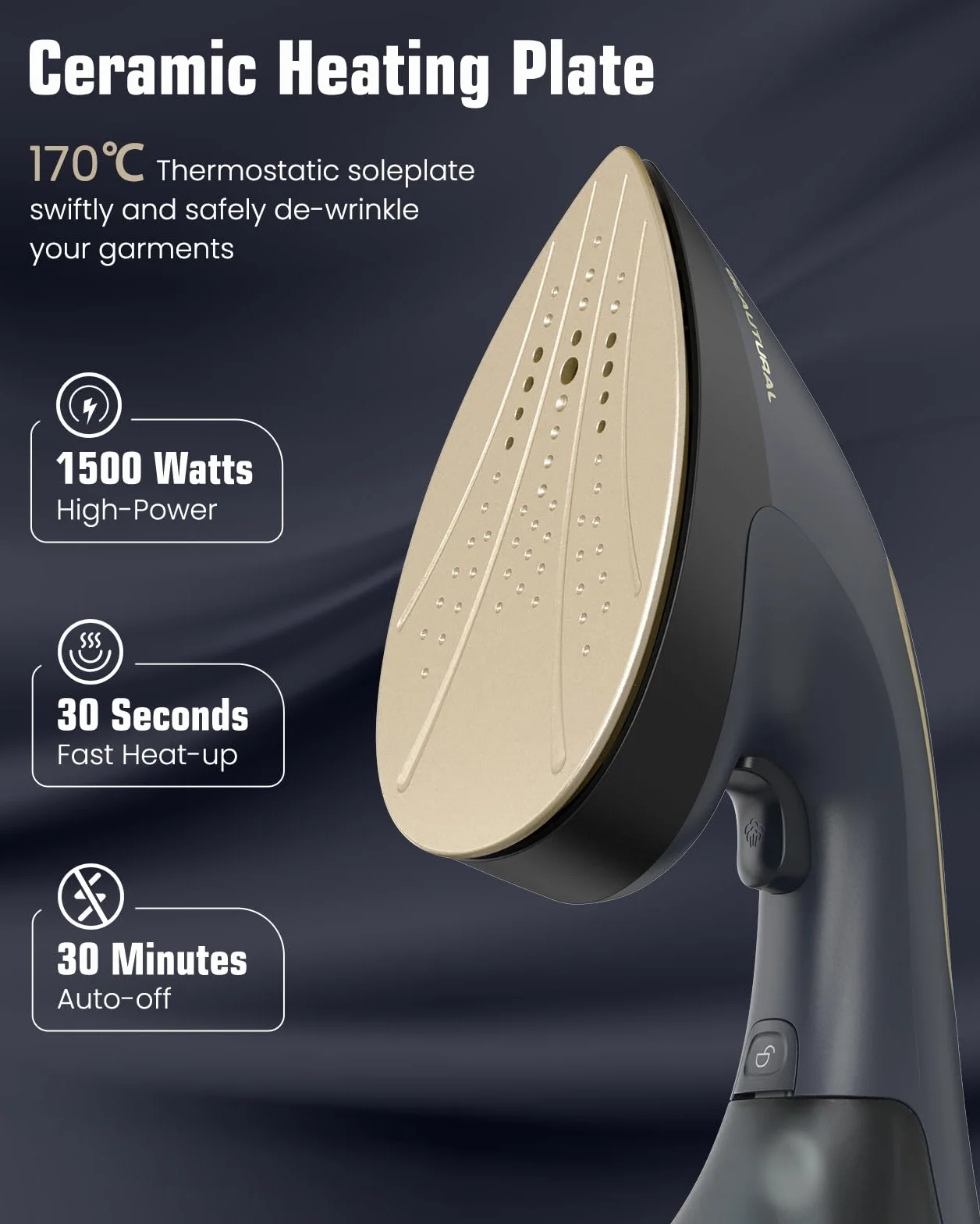 BEAUTURAL Żelazko parowe 2 w 1, 1500 W, 20 g/min, automatyczne wyłączanie