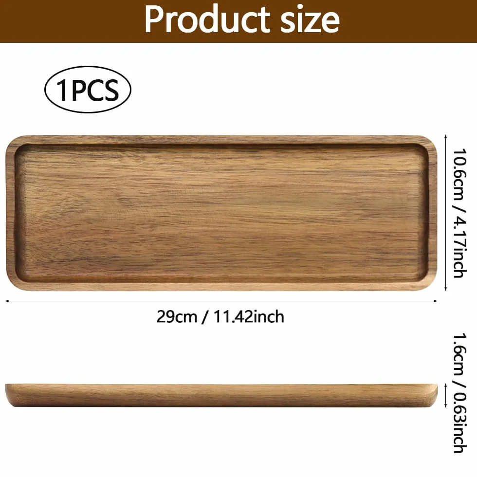 Taca do serwowania z drewna akacjowego 29 x 10,6 x 1,6 cm dekoracyjna
