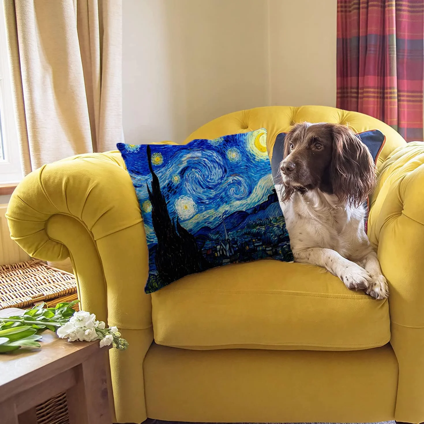 HUASHUZI Poszewka na poduszkę Gwiaździsta noc Van Gogha prezenty dekoracje poszewka na poduszkę dekoracyjna dom do salonu kanapa sofa 45 x 45 cm