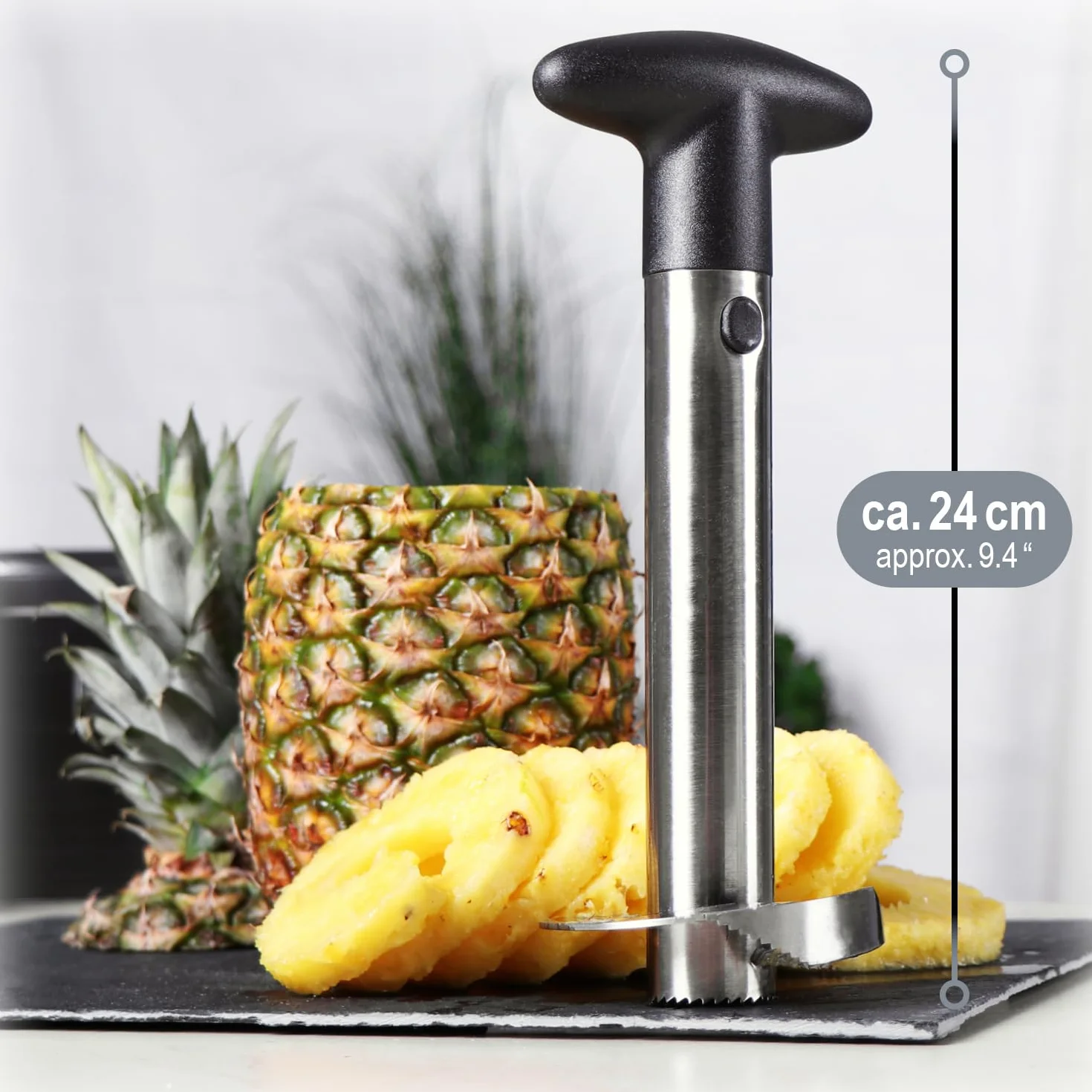 COM-FOUR® Nóz do ananasa 3 w 1 - Obieraczka do ananasów wykonana ze stali nierdzewnej, mozna myc w zmywarce - Noz do ananasów z ostrym ostrzem (01 kawalek - nóz do ananasa)
