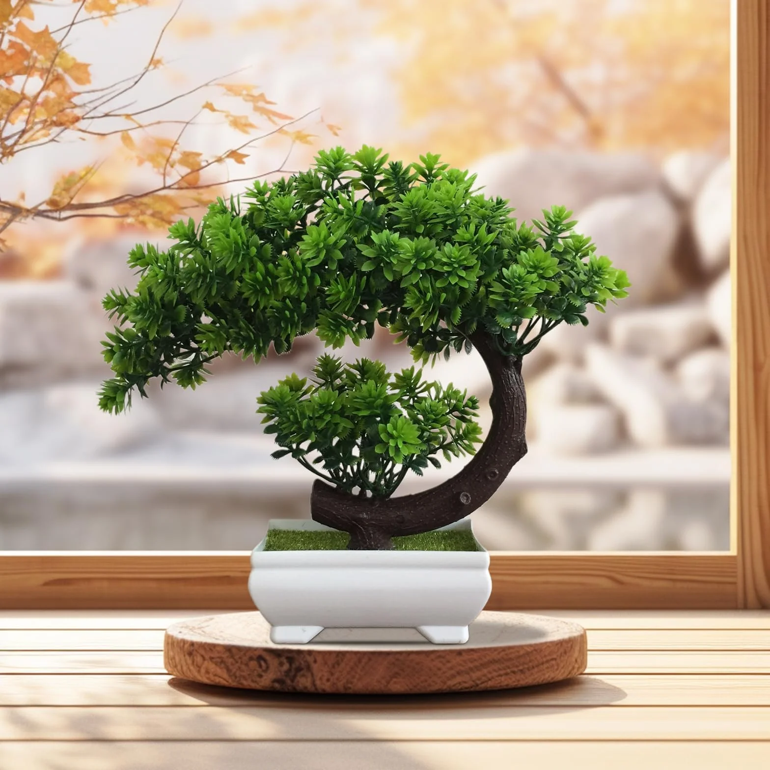 Sztuczne drzewo, zielone sztuczne drzewko bonsai, sztuczne tworzywo sztuczne bonsai, naturalne łagodzenie zmęczenia, dekoracja na balkon, do ogrodu, biura