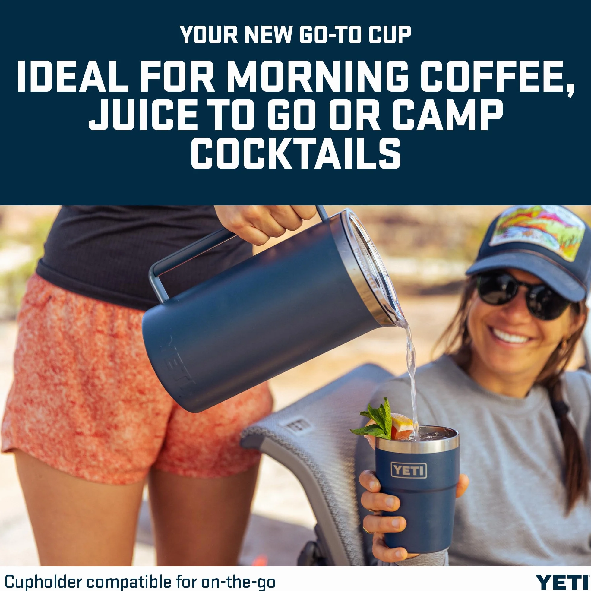 YETI Rambler 16 oz (473 ml) Stackable Cup with Removable Magslider Lid, Stainless Steel Vacuum Insulated Coffee Cup, Black