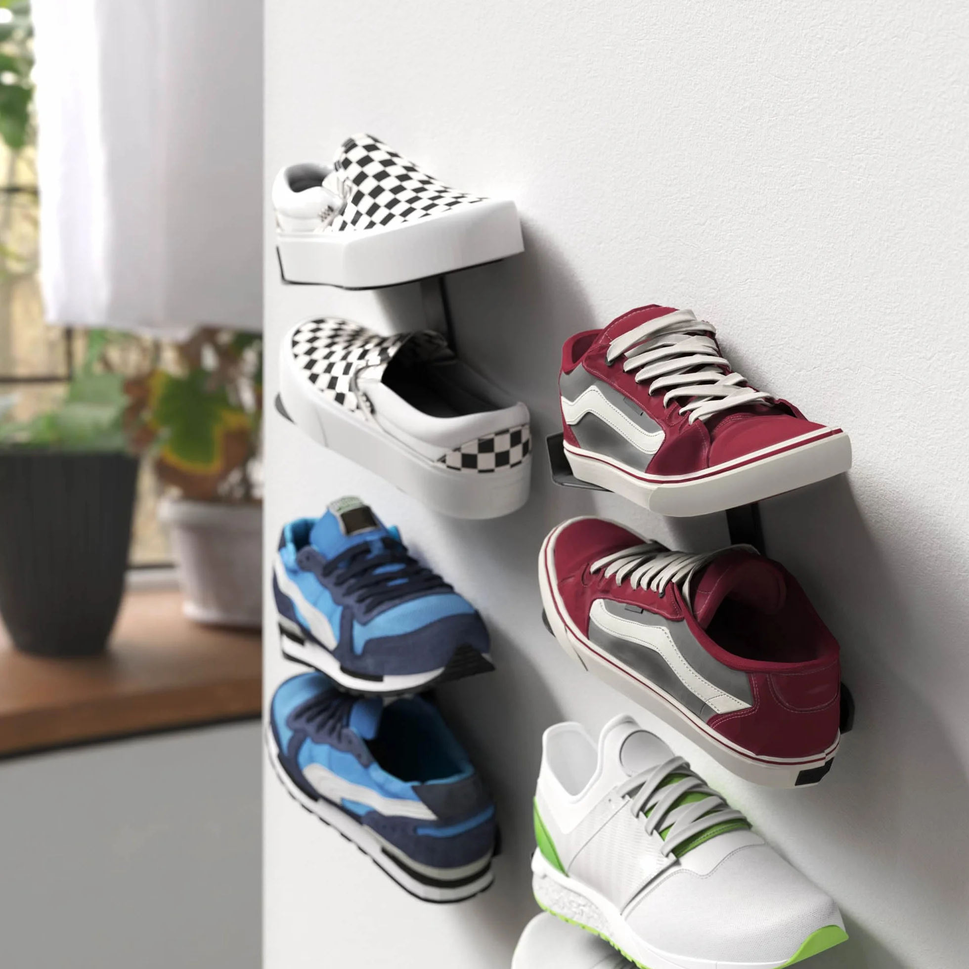 Mobilefox 700148 Sneakersy montowane na ścianie półka na buty do montażu na ścianie czarny zestaw 2 sztuk (700148)