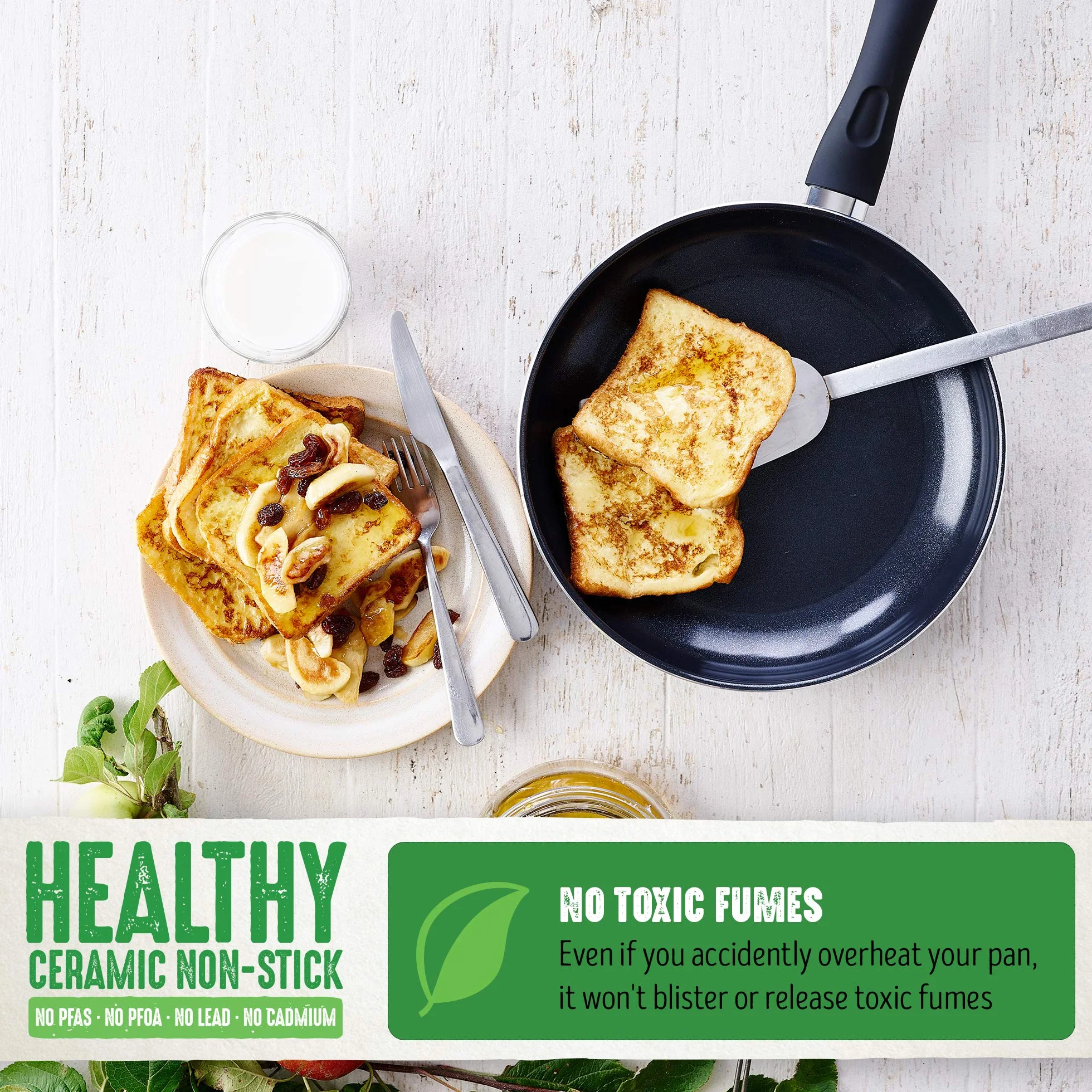 GreenChef Ceramic Non-Stick Skillet 28 cm 4.3 L Black Induction Oven Dishwasher Safe