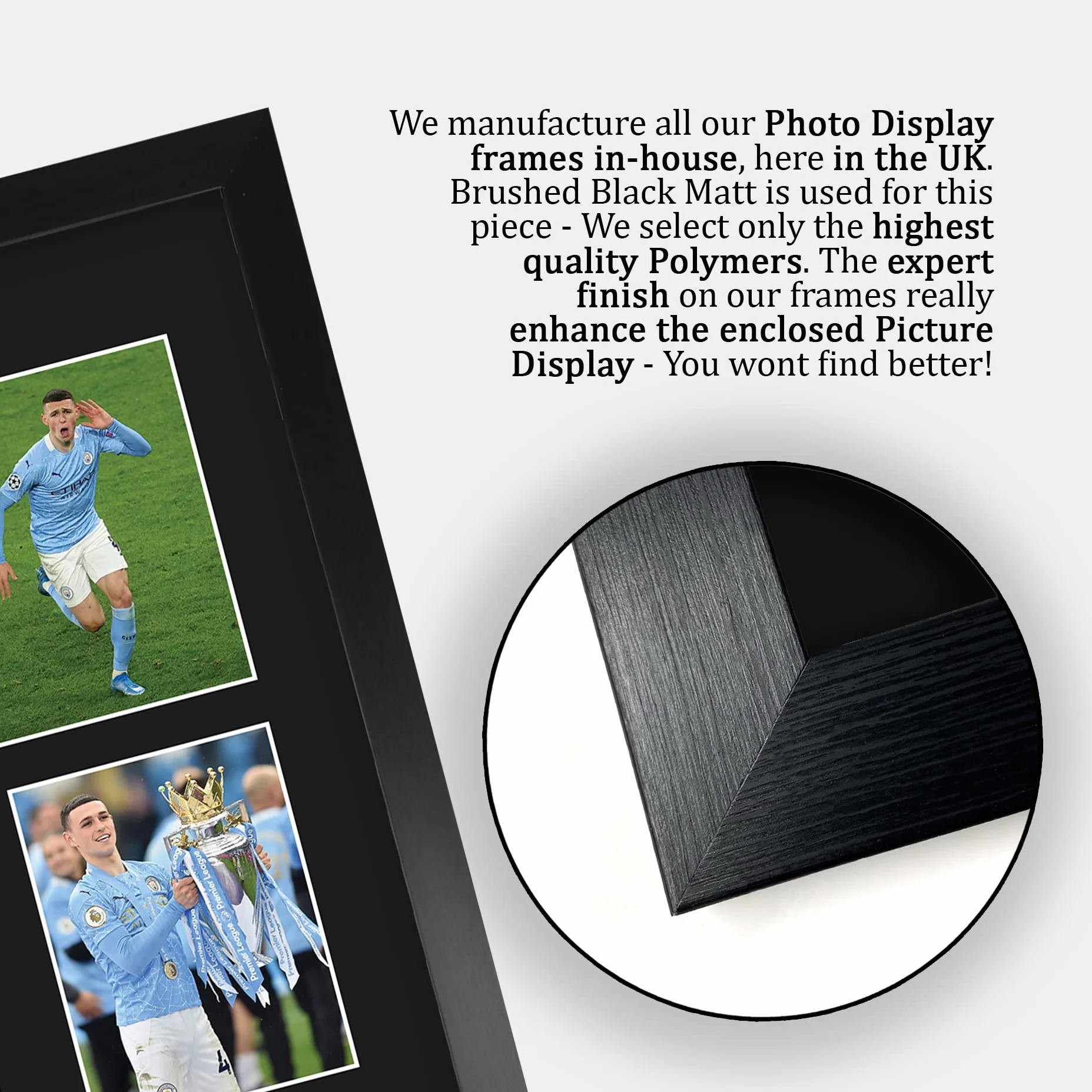 HWC Trading FR A3 Phil Foden Manchester City Prezenty Drukowane Podpisane Zdjęcie Z Autografem Dla Fanów Piłki Nożnej I Kibiców - A3 Framed
