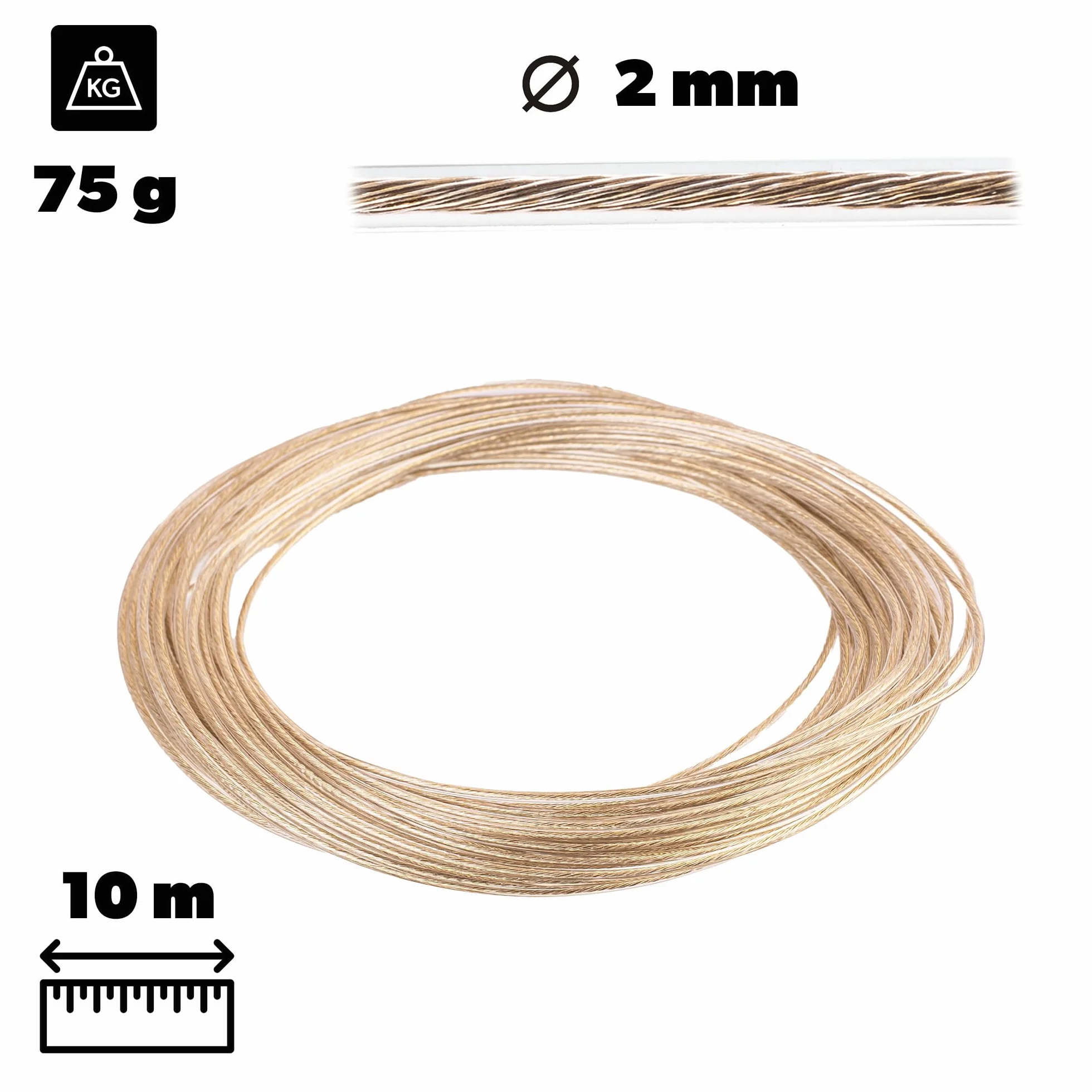 KADAX Linka do prania 10 m, 2 mm sznurek do prania ze stalowym rdzeniem i osłoną z tworzywa sztucznego, odporna na warunki atmosferyczne, linka do prania na balkon, do ogrodu i na kemping, bardzo