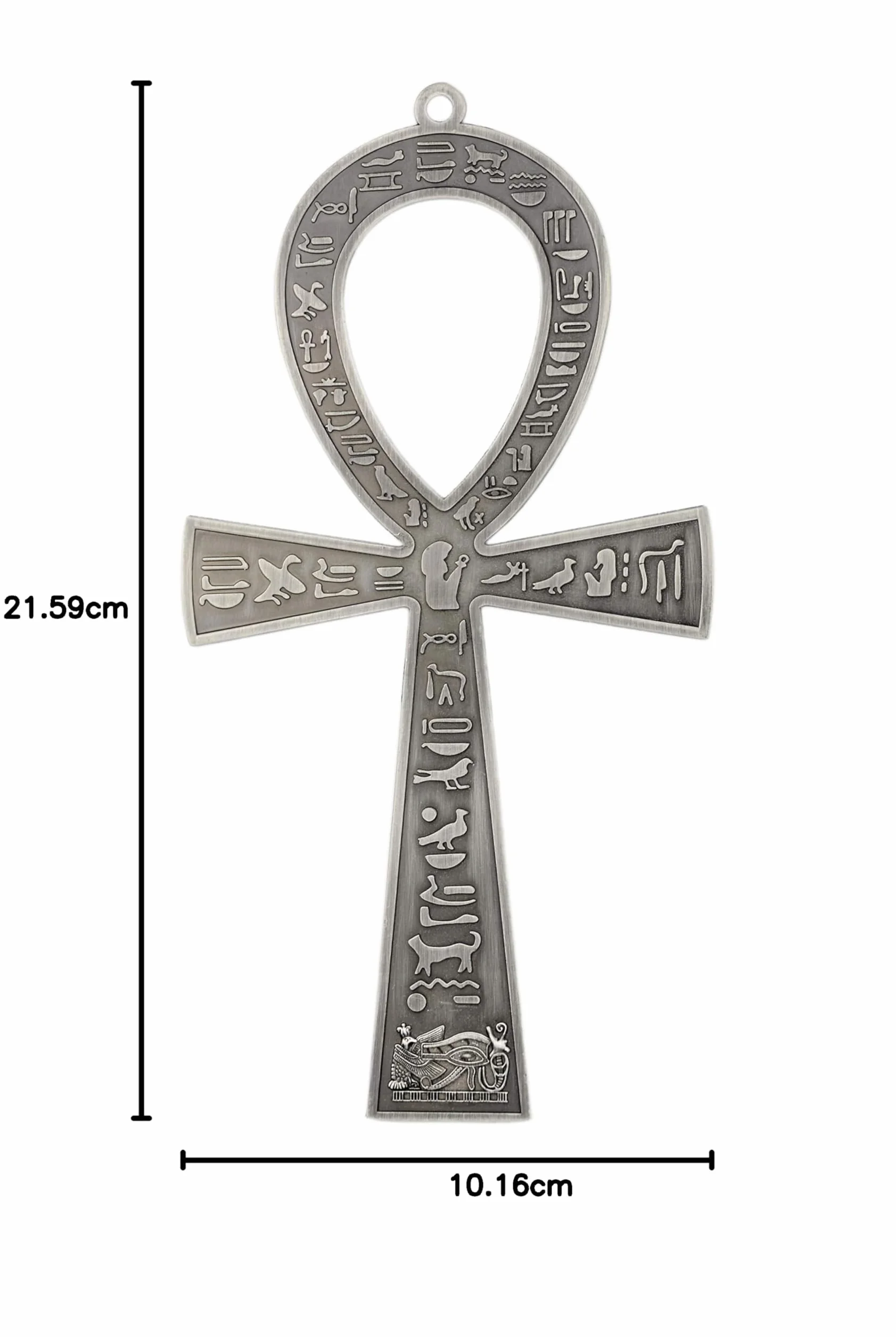 Duży metalowy egipski krzyż ANKH antyczne srebro