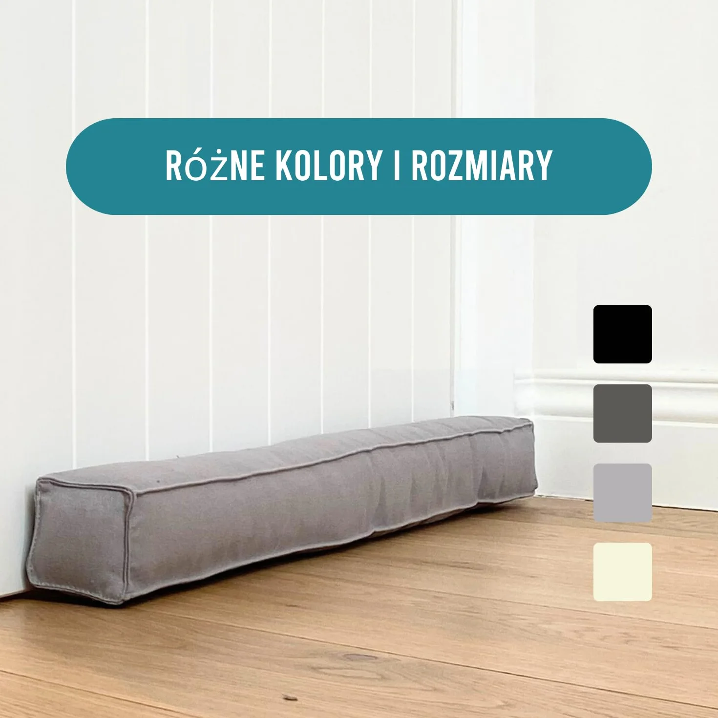 RORI Magnetyczny stopprzeciągowy do drzwi 100 cm - Uszczelka dolna drzwi czarna - Kwadratowy
