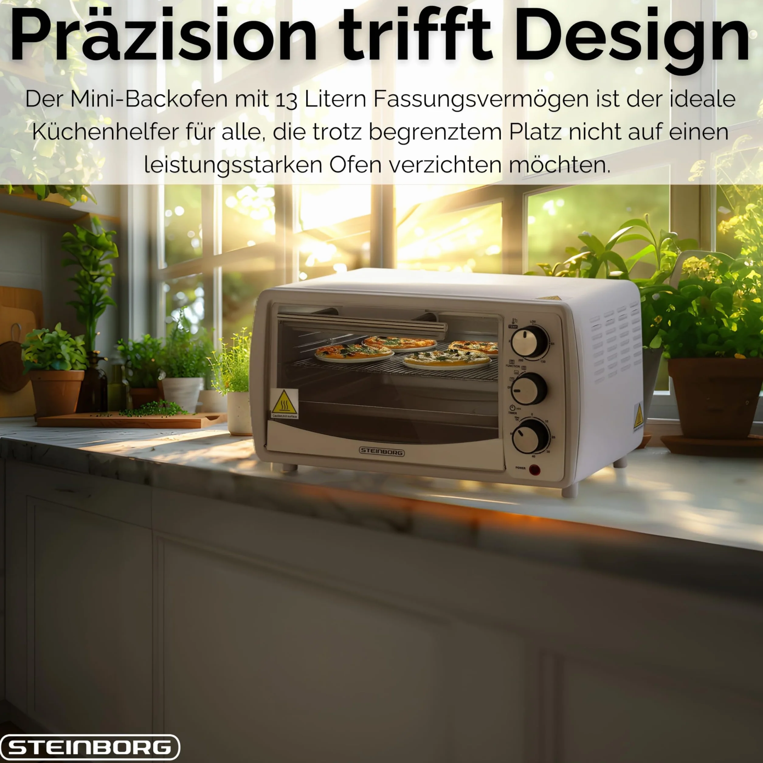 Mini piekarnik 13 l 1200 W 65-230°C timer rozkładana blacha na okruchy