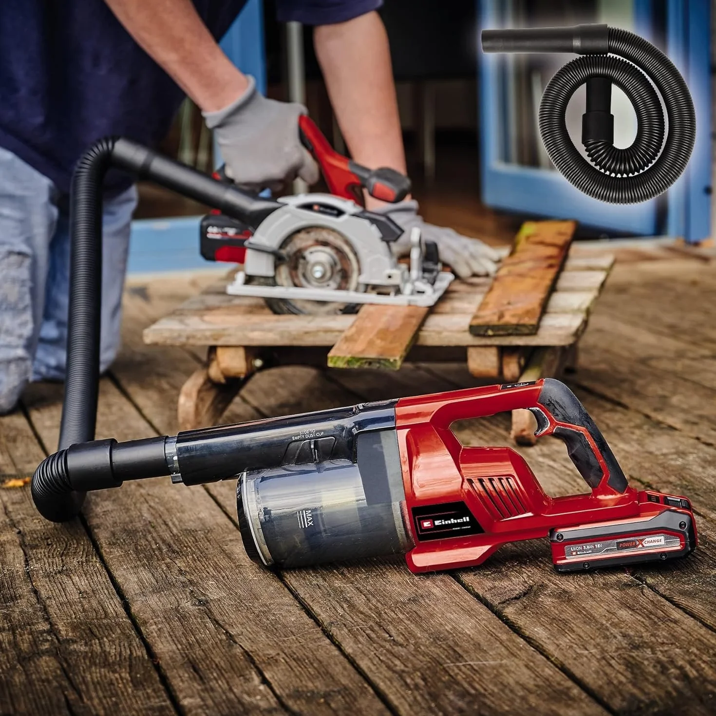Einhell zestaw akcesoriów do odkurzacza (nadaje się do akumulatorowego odkurzacza TE-SV 18 Li, elastyczny wąż ze złączem 36 mm, 1x dysza do tapicerki, 1x dysza uniwersalna)