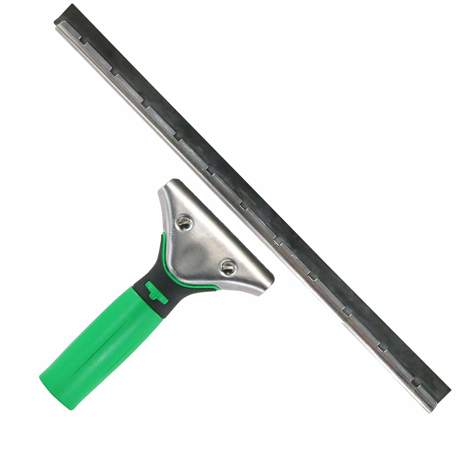 UNGER ErgoTec rakiel do okien 45 cm – gumowy ściągacz, kanał ze stali nierdzewnej i gumowy uchwyt – sprzęt do czyszczenia okien UNGER