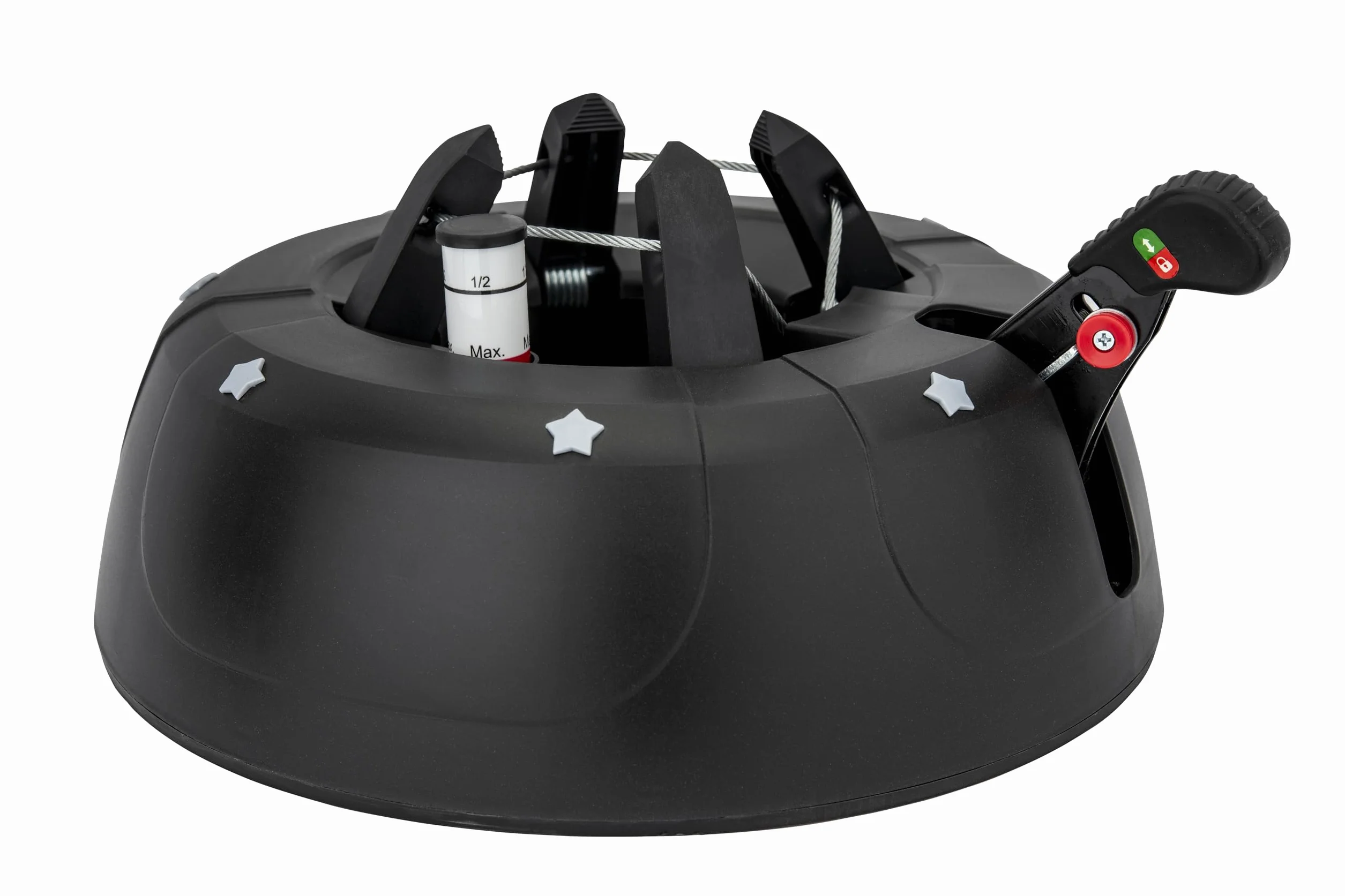 Star-Max Christbaumständer by F-H-S, Start 1, Farbe Anthrazit, Modell 2020, für Baumhöhe 2,0m, Weihnachtsbaumständer mit Fusshebelfunktion und Einseiltechnik, Start-Max, 32,5 cm