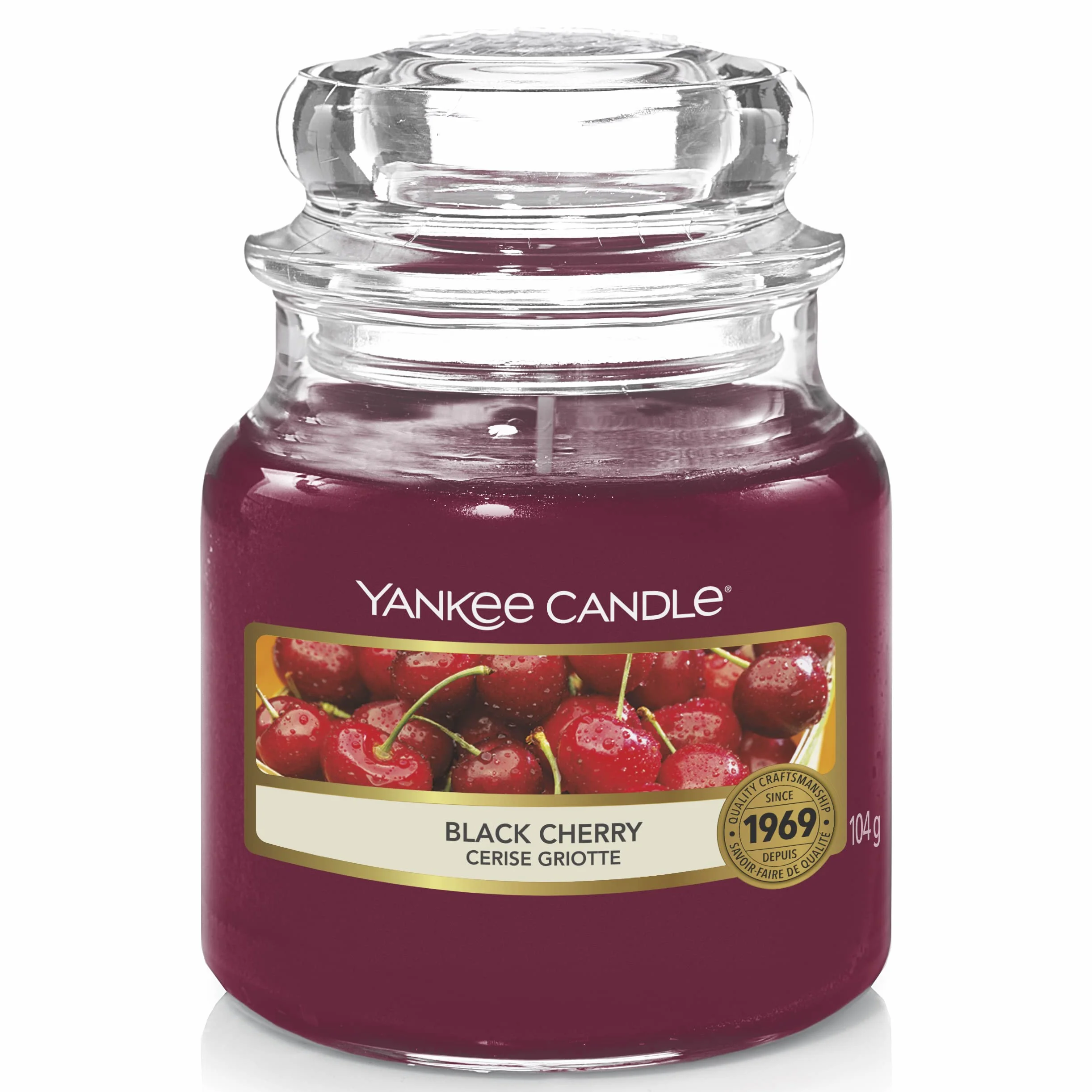 Yankee Candle Świeca zapachowa, mały słoik, czarna wiśnia (Black Cherry), czas palenia: do 30 godz.