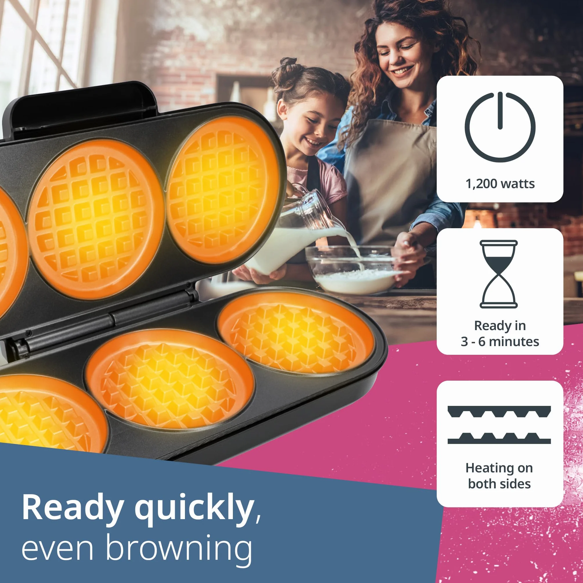 ADE Gofrownica XXL belgijskie gofry 1200 W powłoka nieprzywierająca