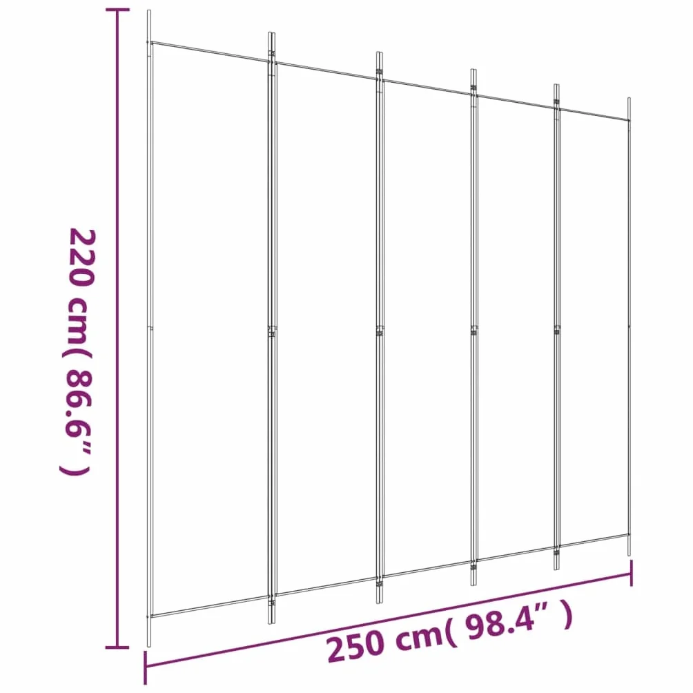 vidaXL Parawan 5-panelowy 250x220 cm antracytowy tkanina