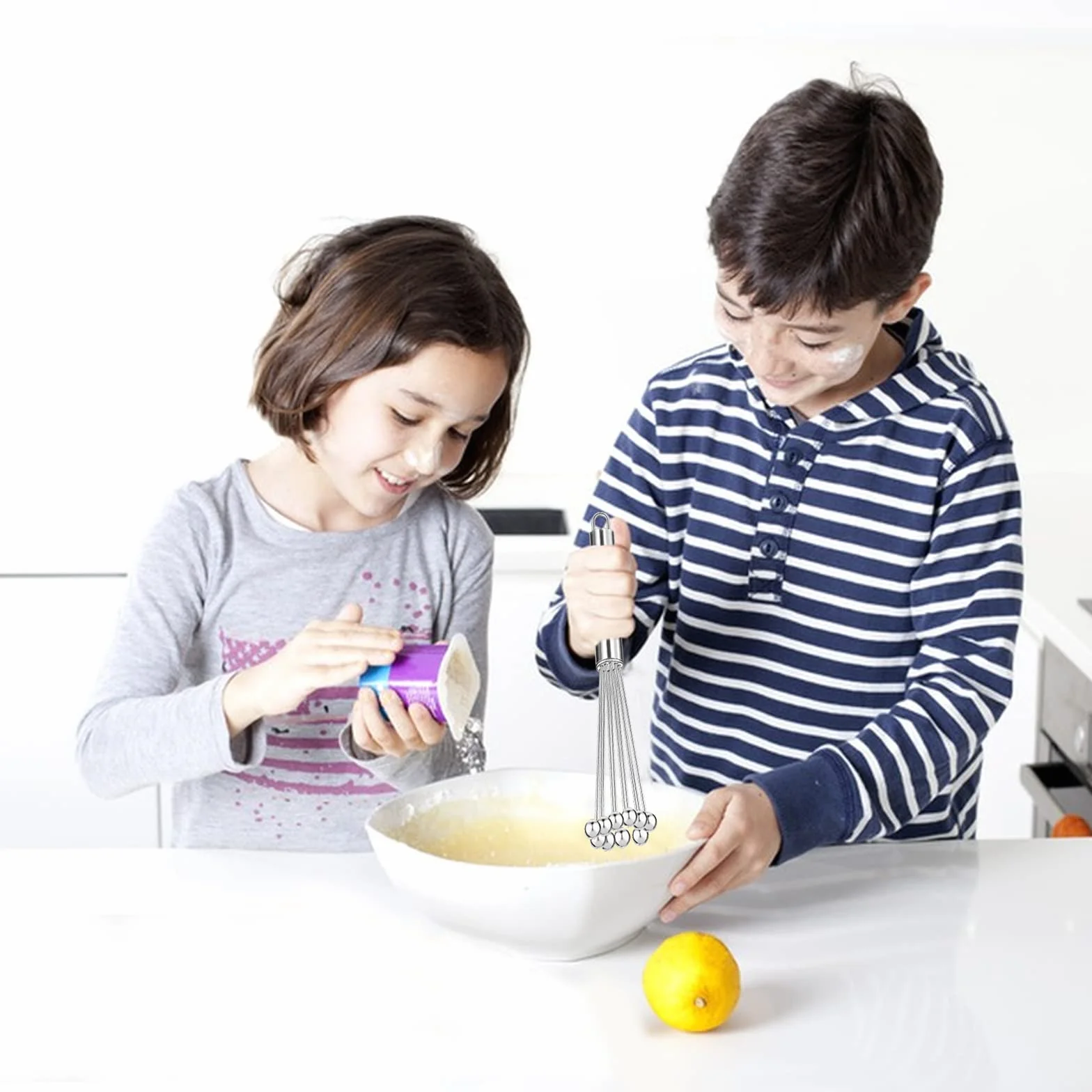 Zestaw 2 sztuk trzepaczy kuchennych ze stali nierdzewnej, trzepaczka do ubijać, mała piłka