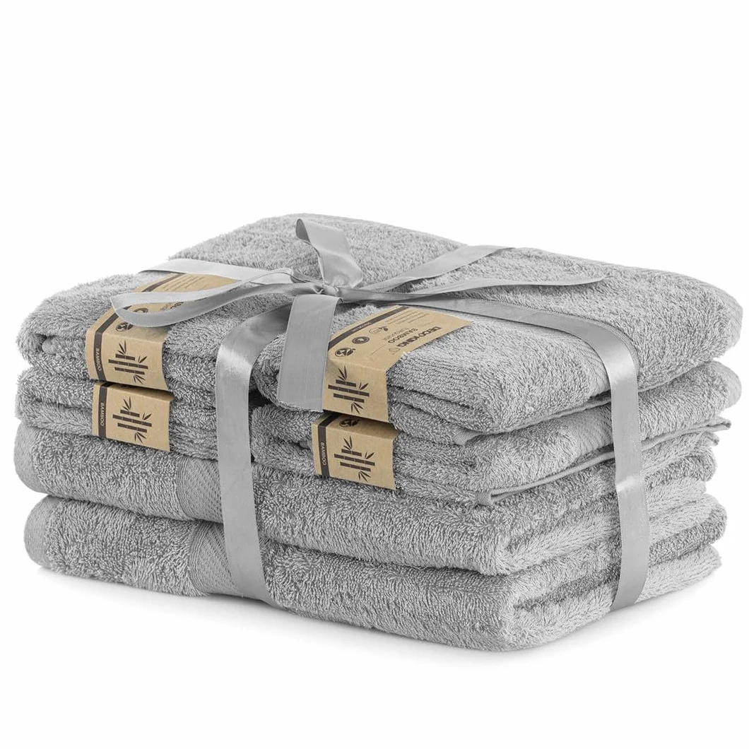 DecoKing Zestaw 6 ręczników bawełna bambus wiskoza 50x100 cm 70x140 cm antybakteryjne chłonne Srebrny Szary