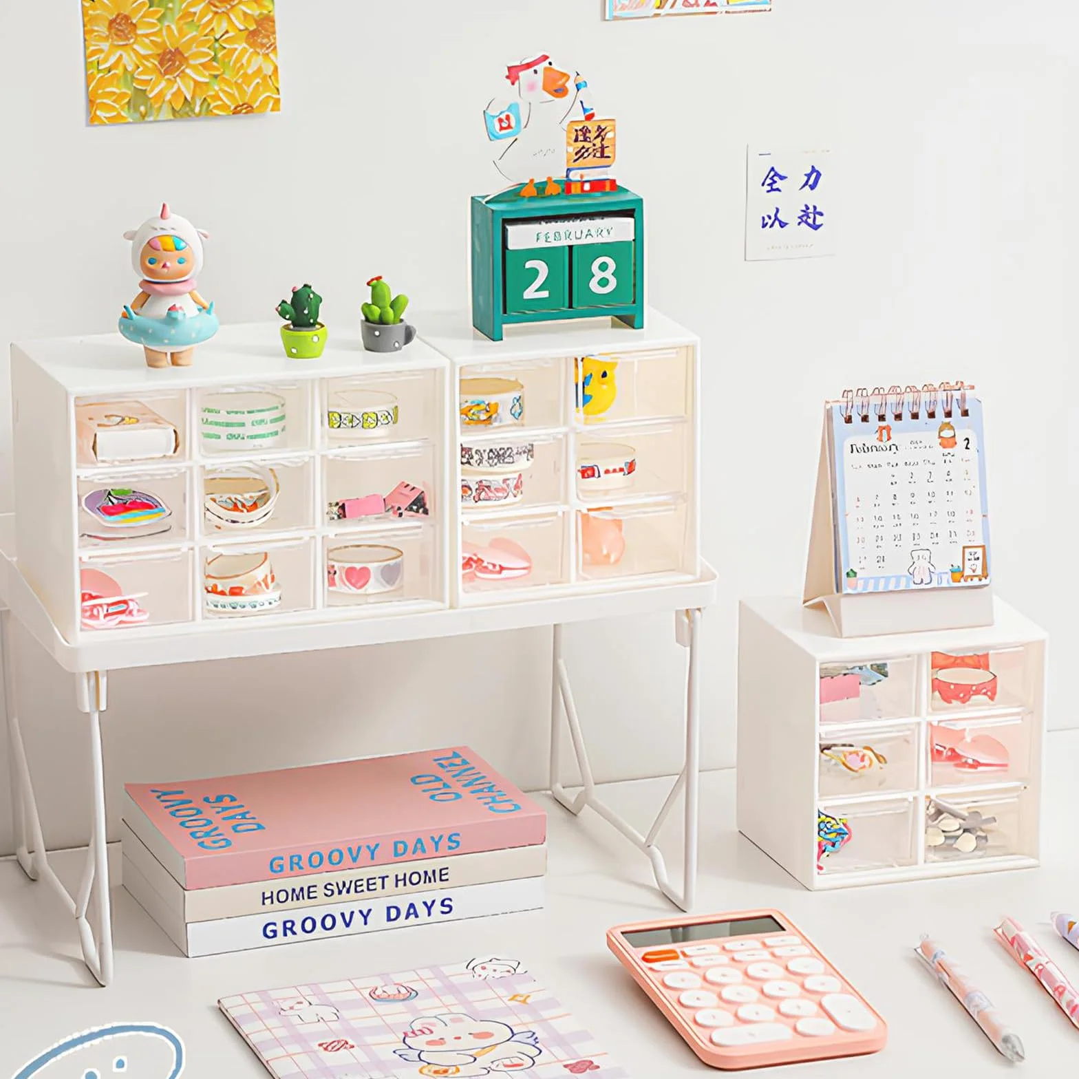 Organizer do przechowywania z 9 szufladami, mini komoda na biurko