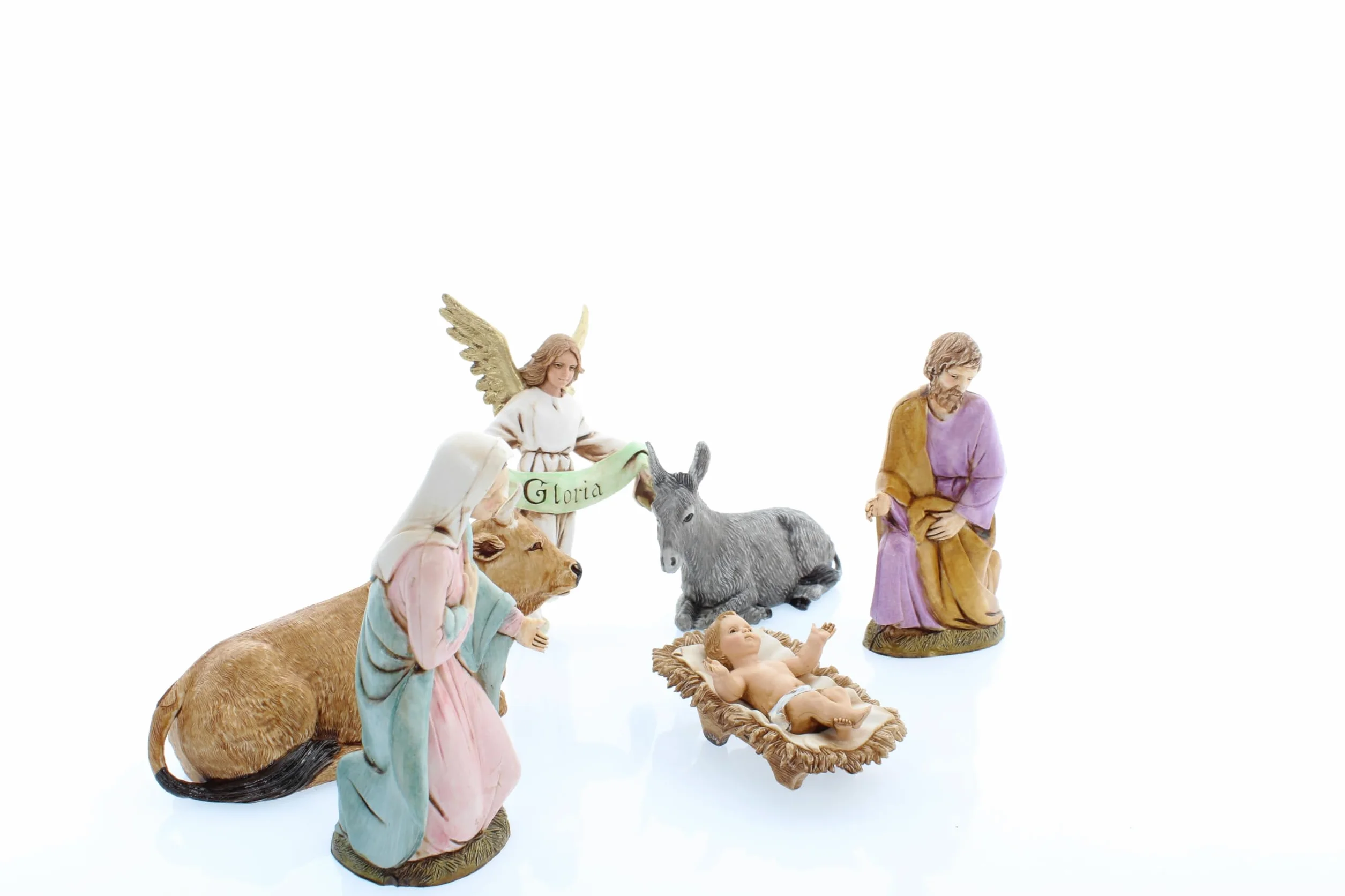 Moranduzzo Szopka, 6 figurek do szopki, 13 cm, skala 1:15, niezniszczalne figurki szopki, styl z XVIII wieku, ręcznie wykończony obraz, oficjalny produkt, wyprodukowano we Włoszech, rzeźbiarz M. Landi