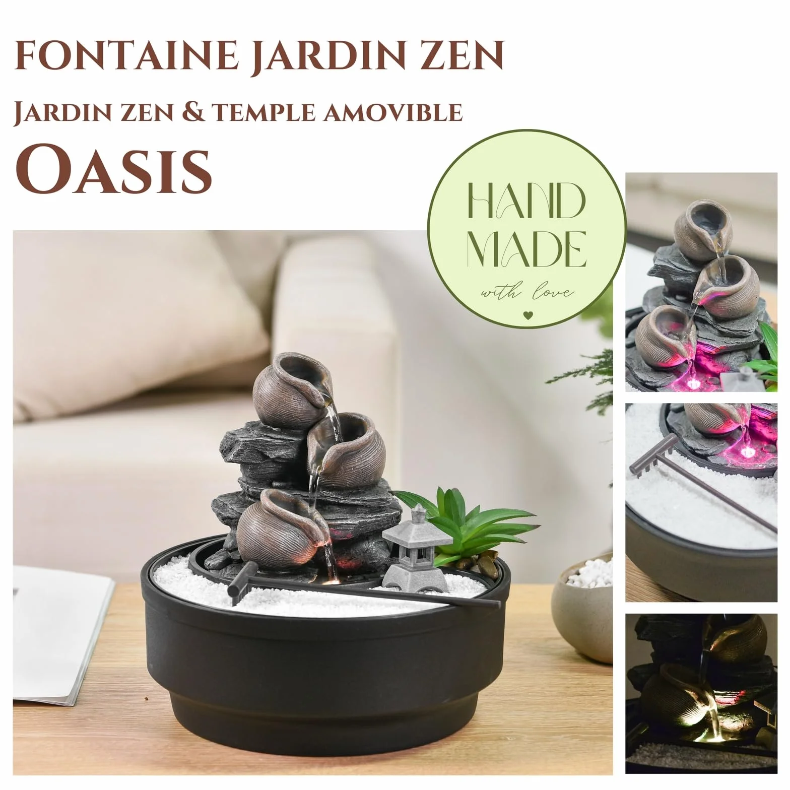 Fontanna ogrodowa Zen Oasis Zen'Light LED kolorowe światło H21 cm