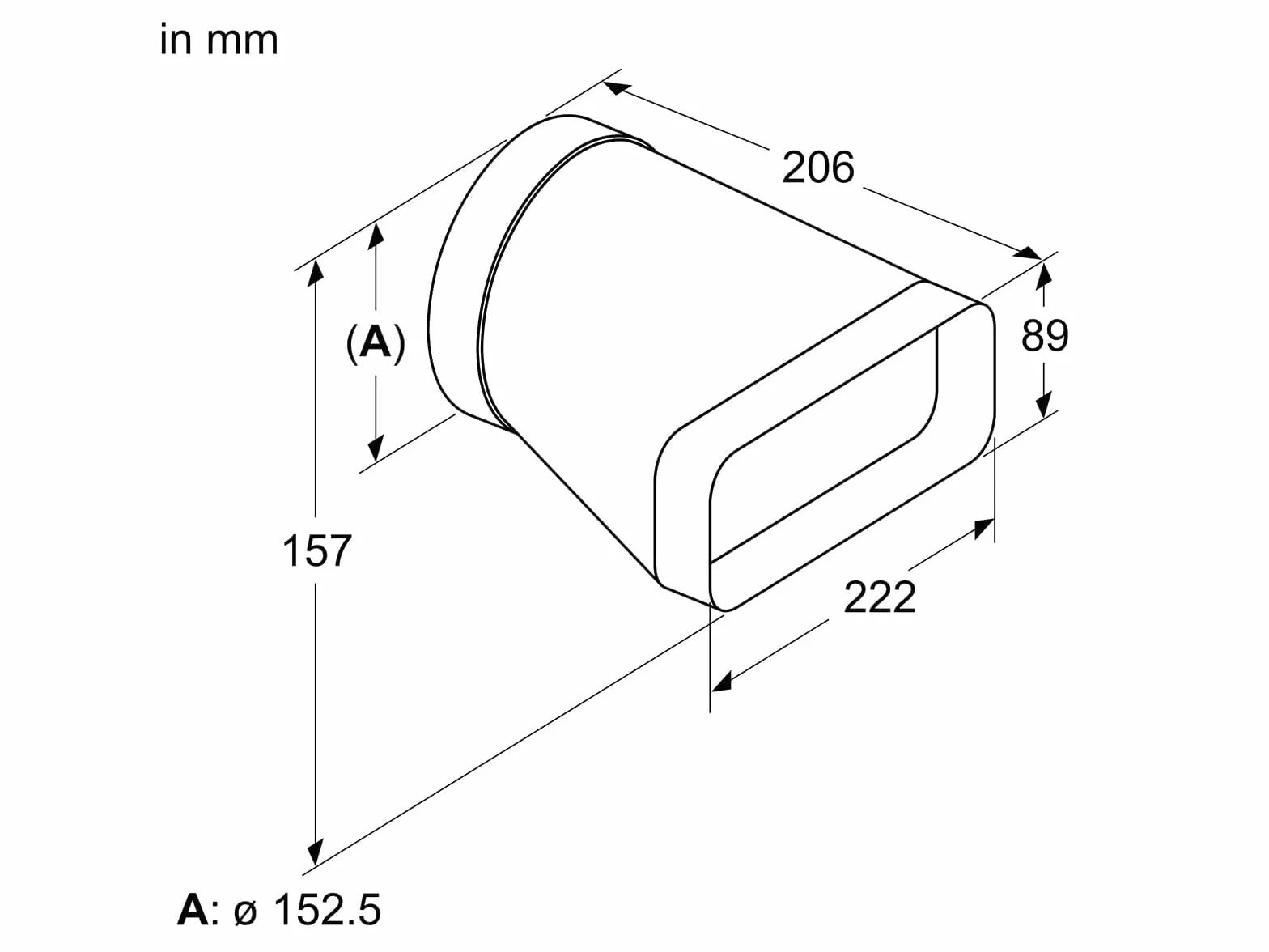 Bosch HEZ9VDSI0 akcesoria do płyt kuchennych z wyciągiem, adapter rurowy okrągły, płaski, Ø 15 cm średnicy, czarny