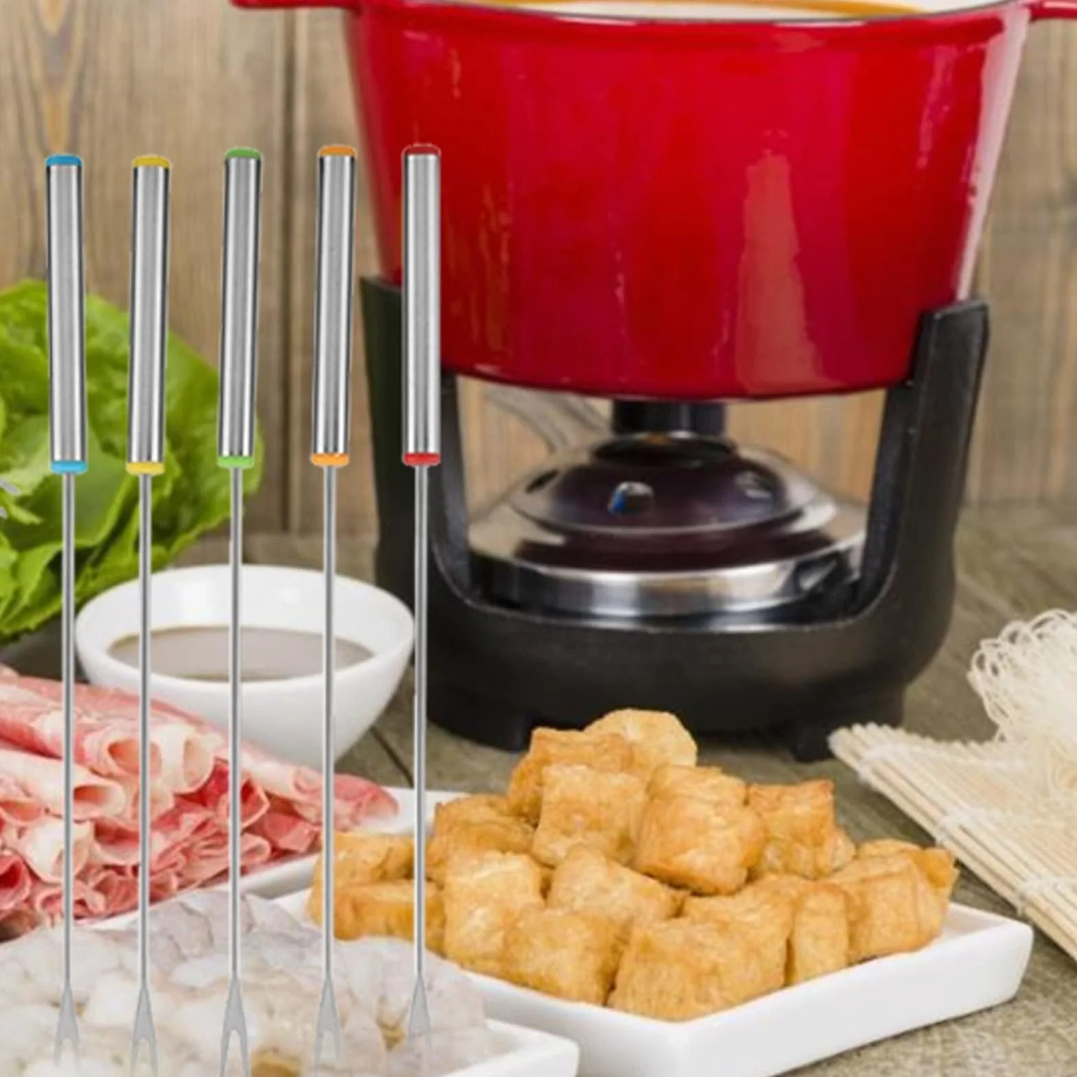 6 Szt. Widelce do Fondue ze Stali Nierdzewnej - Czekoladowe, do Owoców, Grill, Doniczka