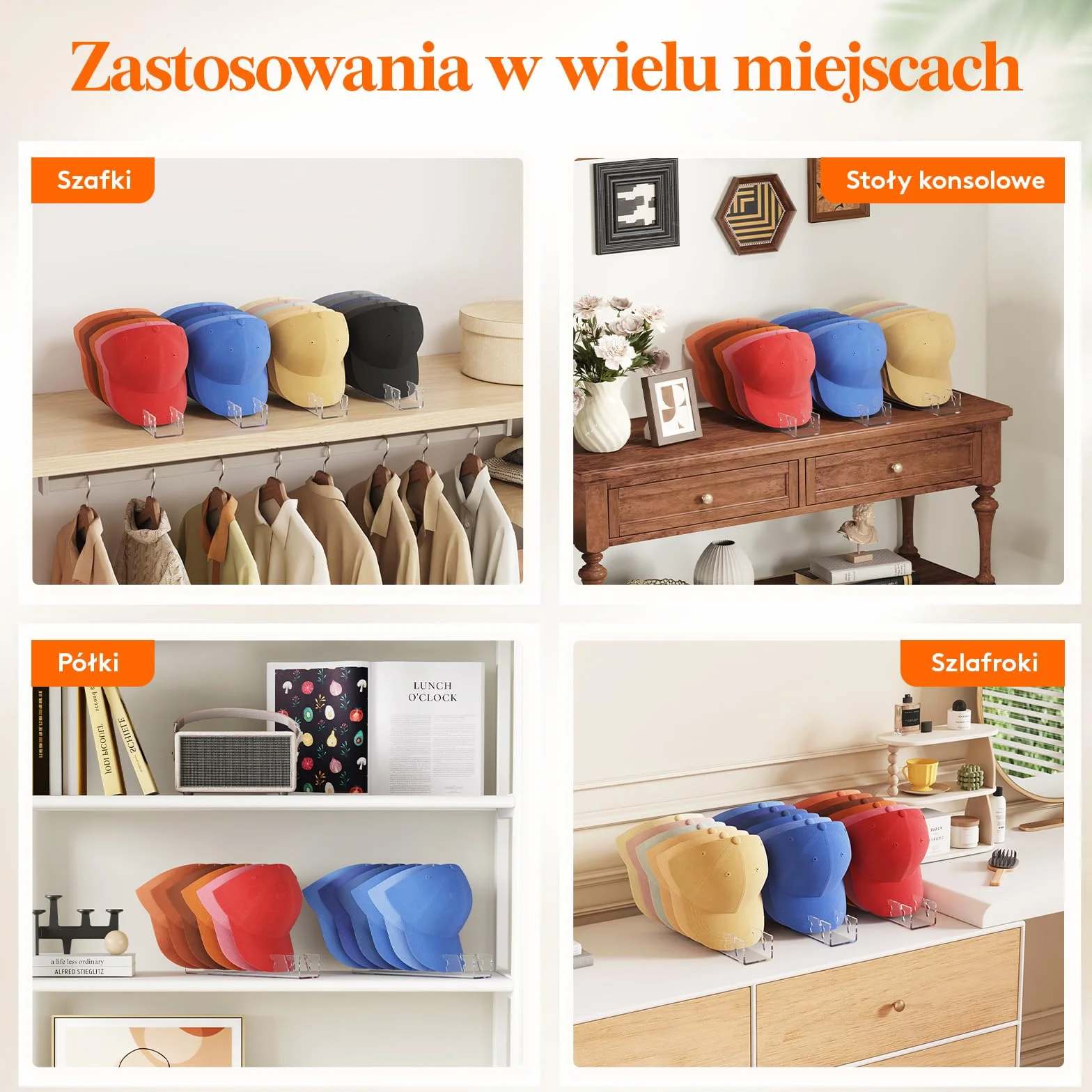 Lifewit Kapelusz Organizer dla Czapek Baseballowych 2 Pack, Nie Instaluj Akrylowy Kapelusz Stojak na Czapki 14, Kowbojski Kapelusz Stojak do Przechowywania na Szafę/Sypialnię/Garderobę, Przejrzysty