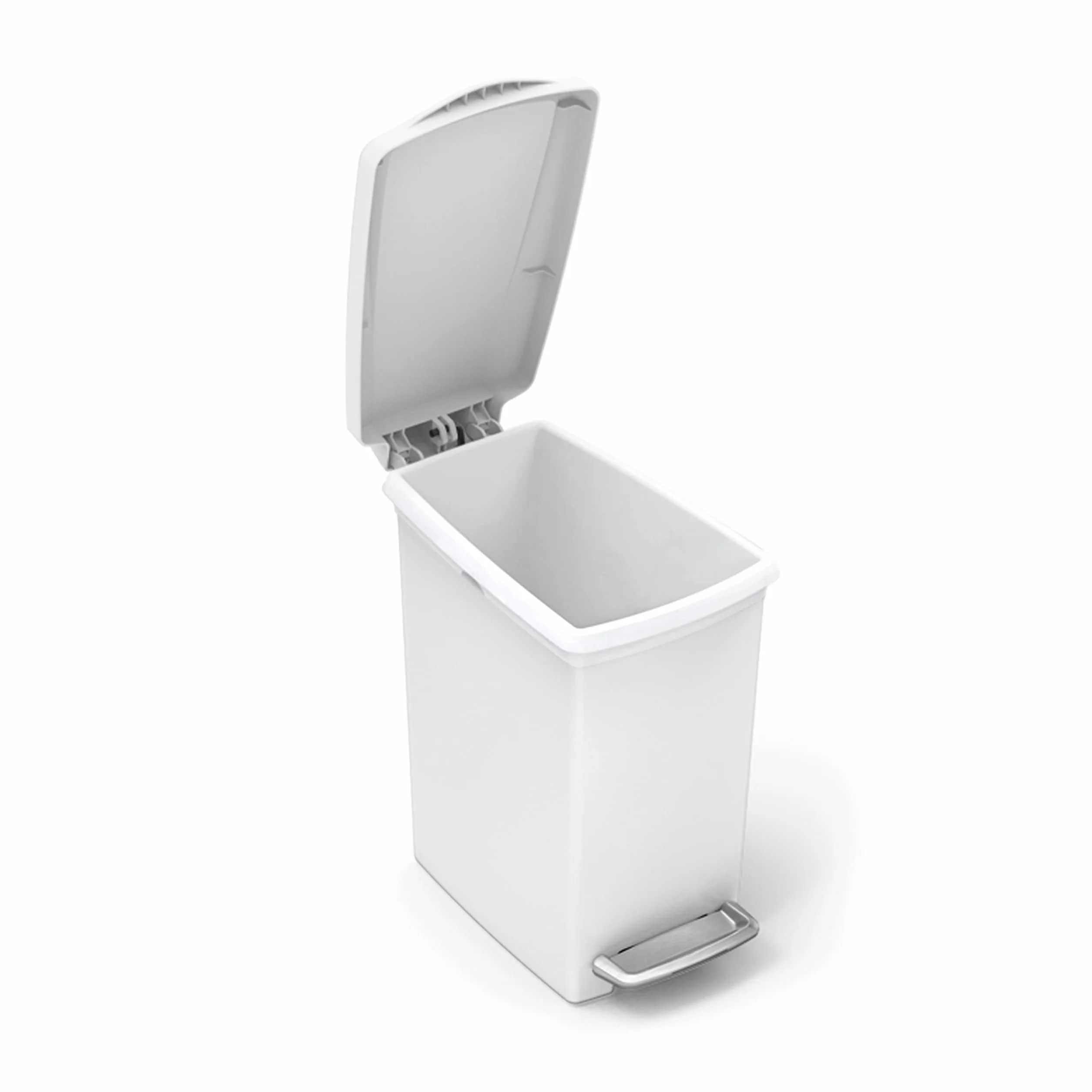 simplehuman CW1332 kosz na śmieci z wąskim pedałem, biały plastik, 10 litrów