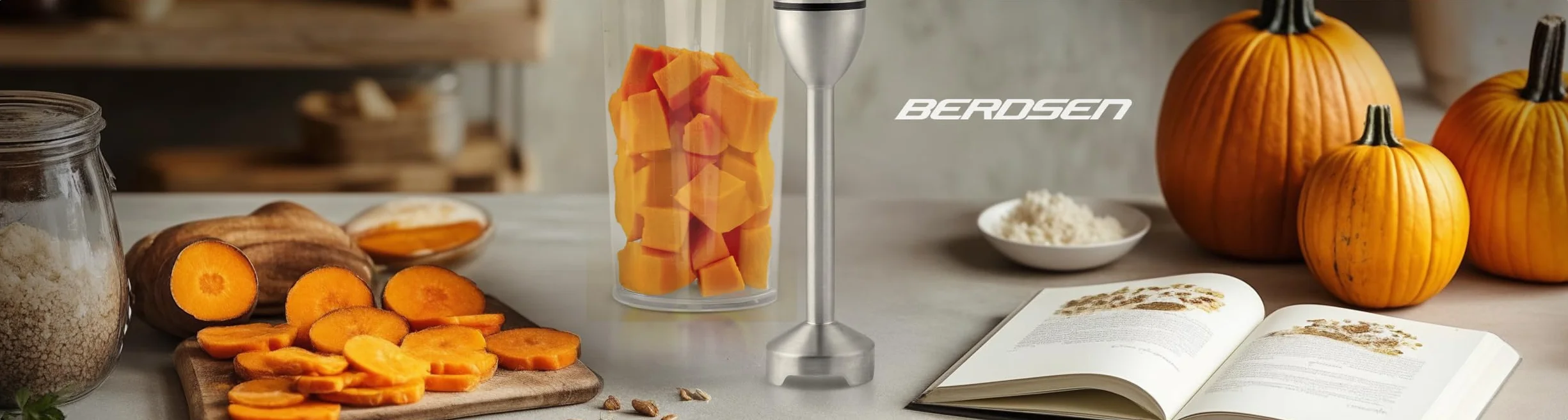 Berdsen Blender reczny 375300 1500 W wielofunkcyjny zestaw 6 w 1 tytanowe ostrze kruszy lod turbo 20 predkosci BPA free stal inox