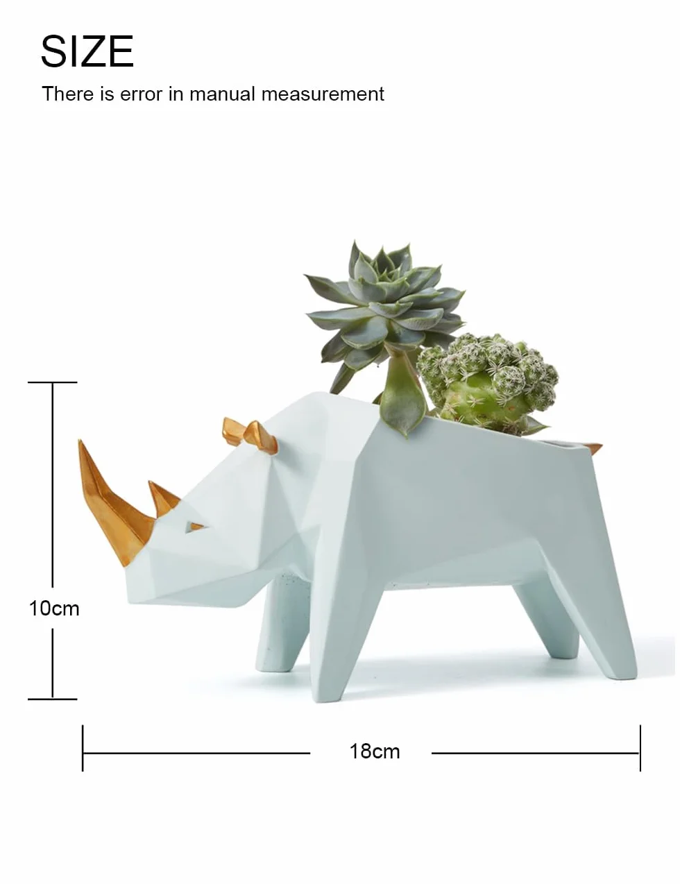 Kaktus sukulent doniczka geometryczna figurka zwierzę 18 cm żywica