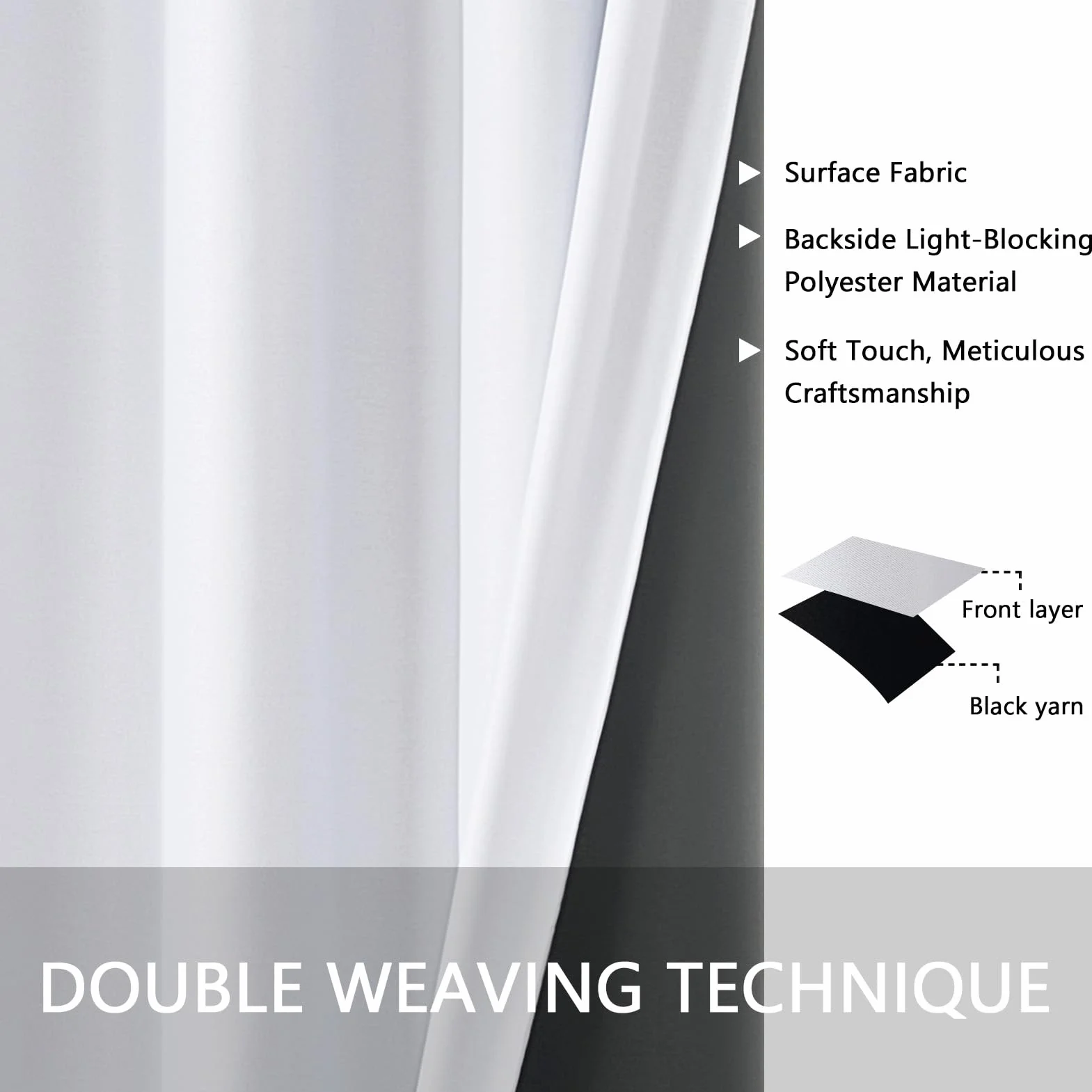 MRTREES Zasłony Zaciemniające Blackout Curtain Białe Gruby Materiał Termiczne Zestaw 2 Sztuk