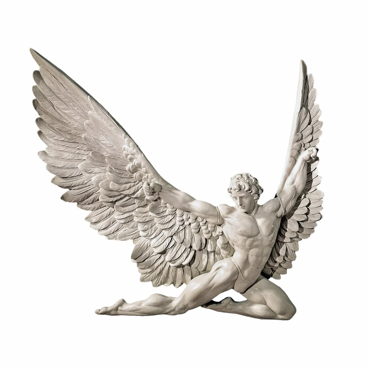 Design Toscano Ikarus Skrzydlaty Człowiek Rzeźba Ścienna, Starożytna kość słoniowa, 28 cm