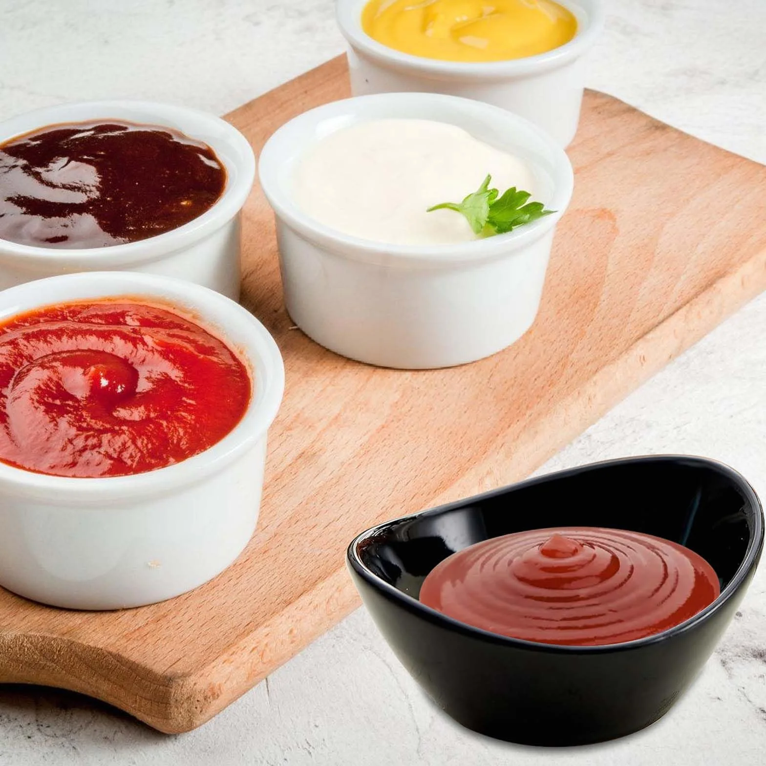 Molbory Zestaw 6 Czarnych Miseczek do Dipów, 60 ml, Ceramiczne, Małe, Tapas, Sushi, Sosu Pomidorowego, BBQ, Akcesoria Imprezowe