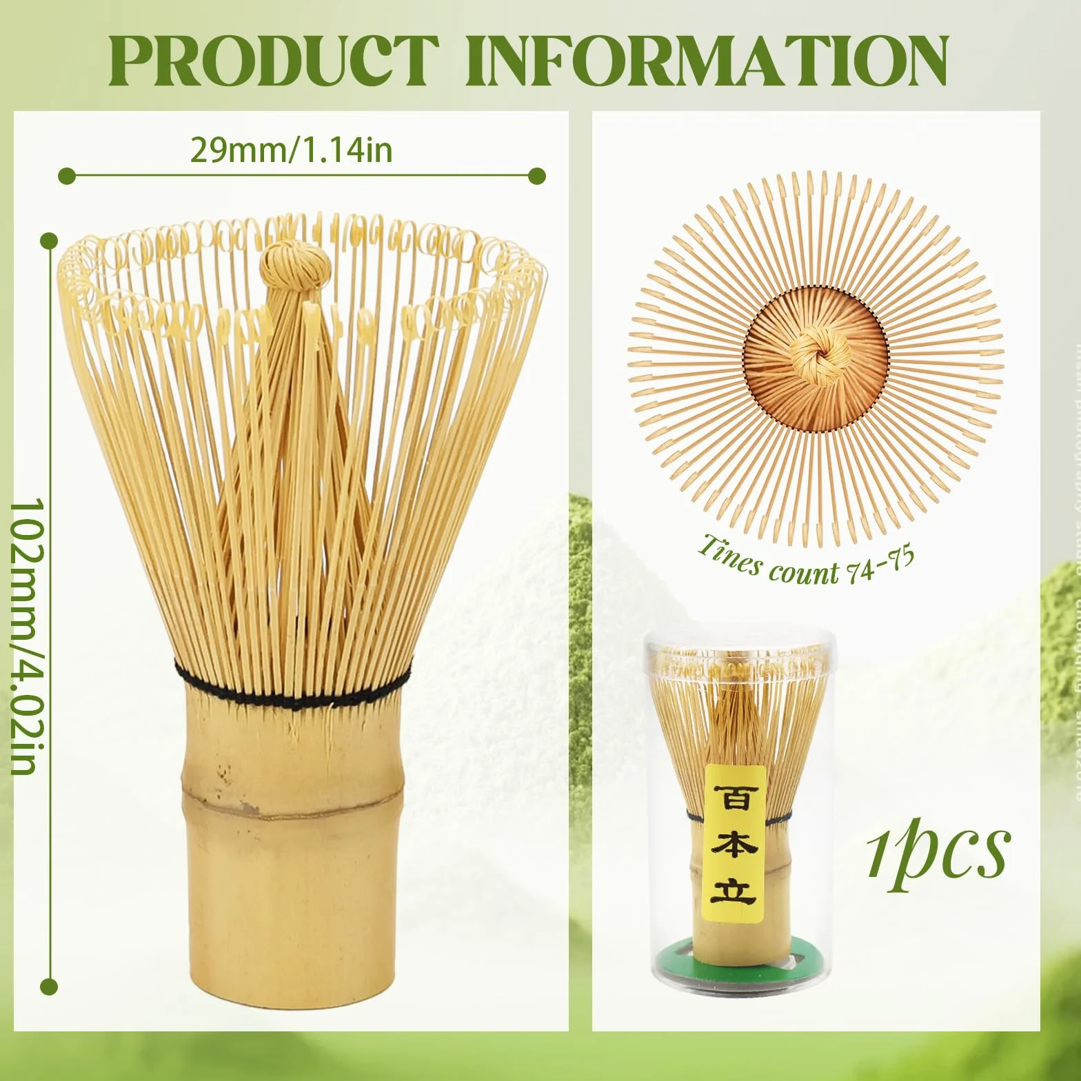 Matcha Miotła, Bambusowa Trzepaczka Matcha, Trzepaczka Matcha Tea 100 Zębów do spieniania Gruba Matcha