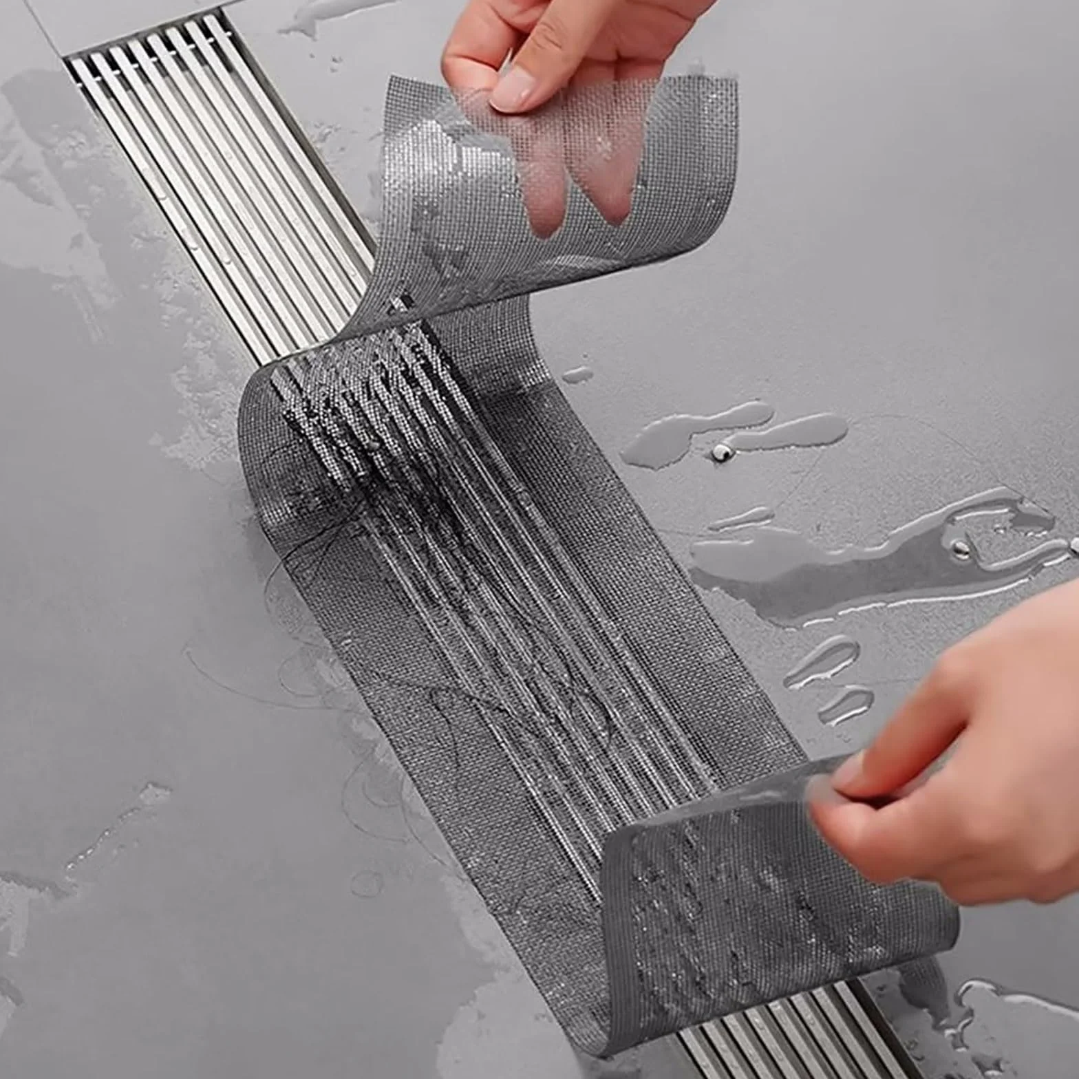Prysznicowy sitko do włosów 100 mm x 10 m, samoprzylepny odpływ prysznicowy, jednorazowy siatkowy łapacz włosów z plastikowym skrobakiem, filtr odpływowy do pryszniców, wanien i kuchni