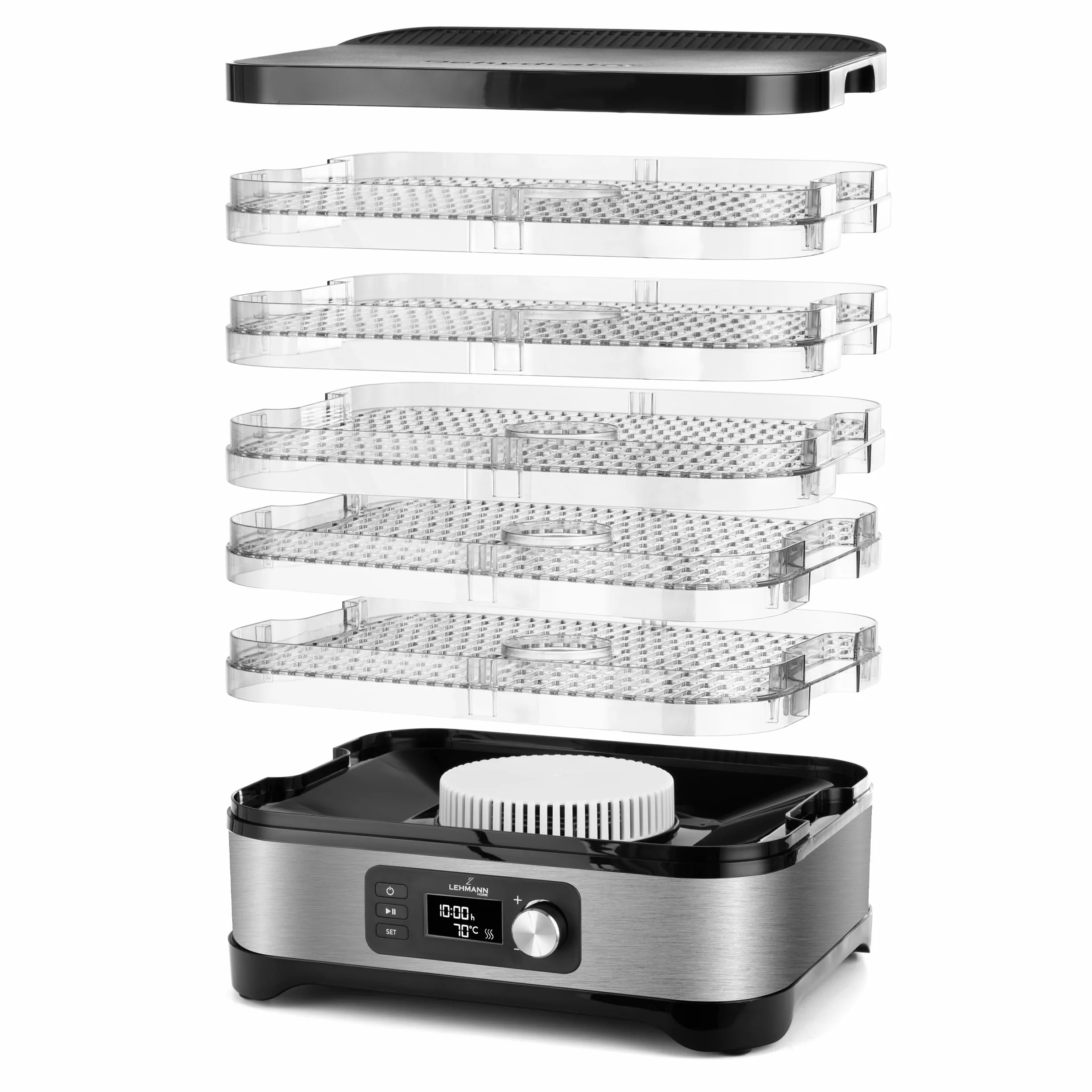 Lehmann LHOFD-4525 suszarka do grzybów 450 W stal nierdzewna 5 poziomów regulator temperatury 35-70°C