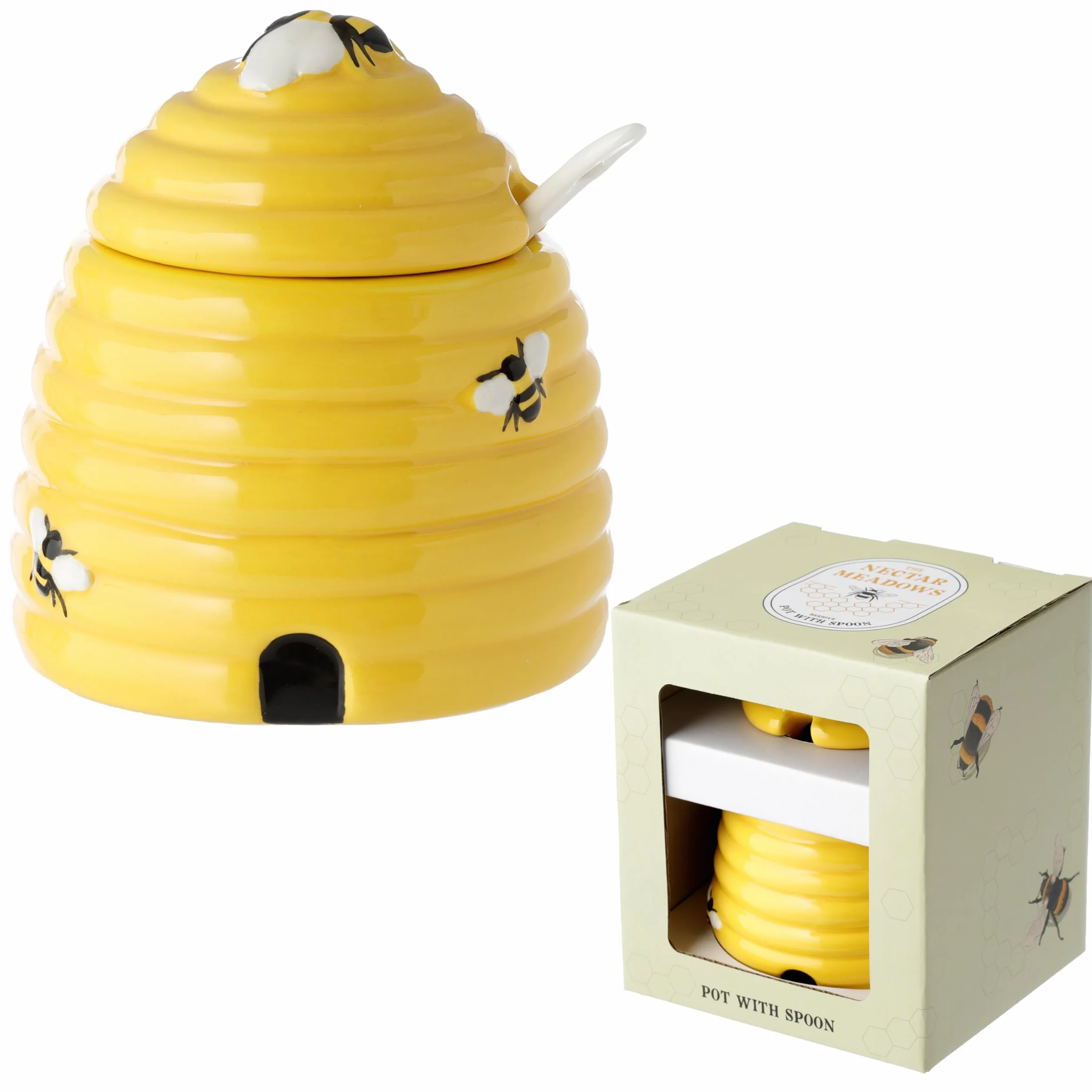 Puckator Ceramiczny garnek na miód w kształcie ula z pokrywką i łyżką